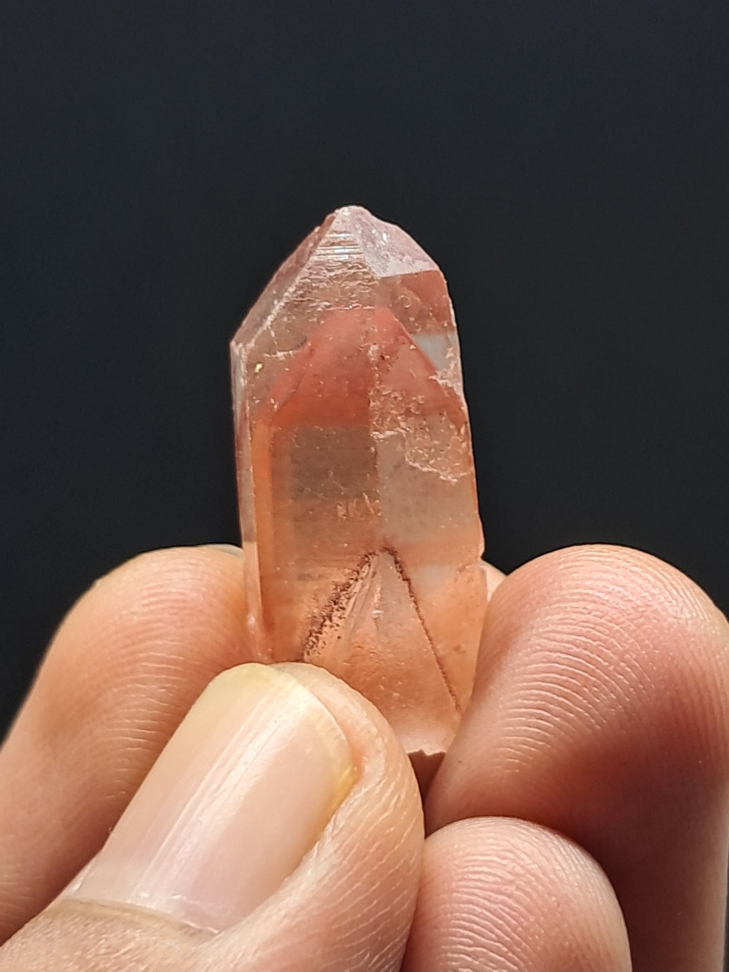 Cuarzo fantasma hematita (Telangana) | Cristal natural | Doble fantasma | Ejemplar mineral n.° HPQ43