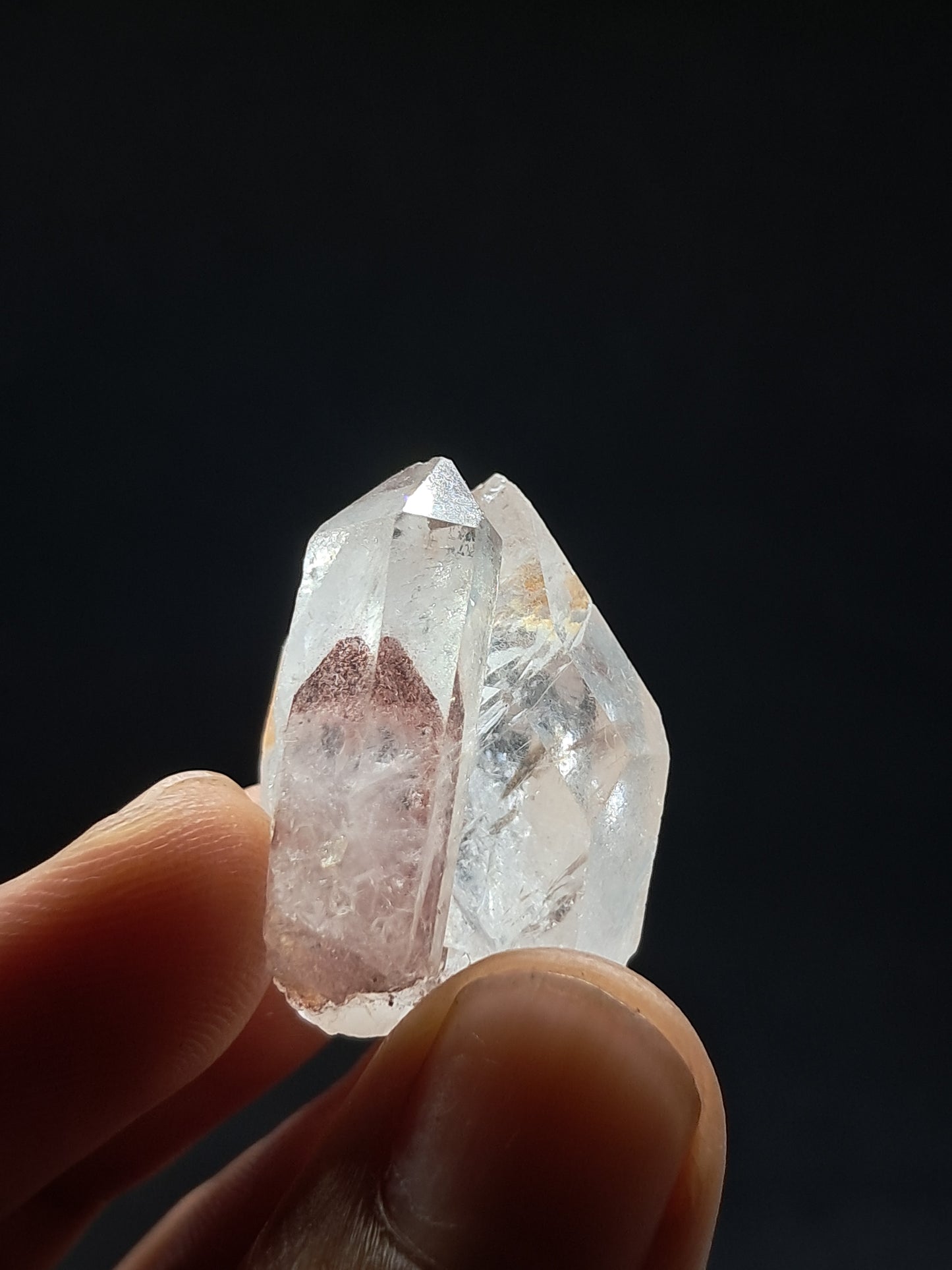 Cuarzo Fantasma Hematita (Telangana) Cristal Natural | Ejemplar Mineral | Puntas Fusionadas | Cara "Ventana" #HPQ36