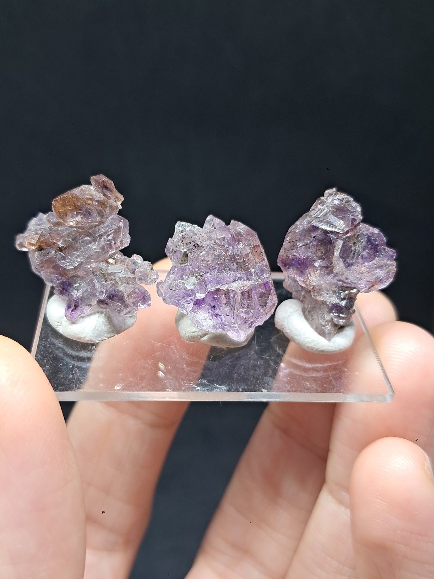 Set of 3 Amethyst from Karur w/ "Super Seven" Inclusions | Natural Crystals | Mineral Specimen #KA167