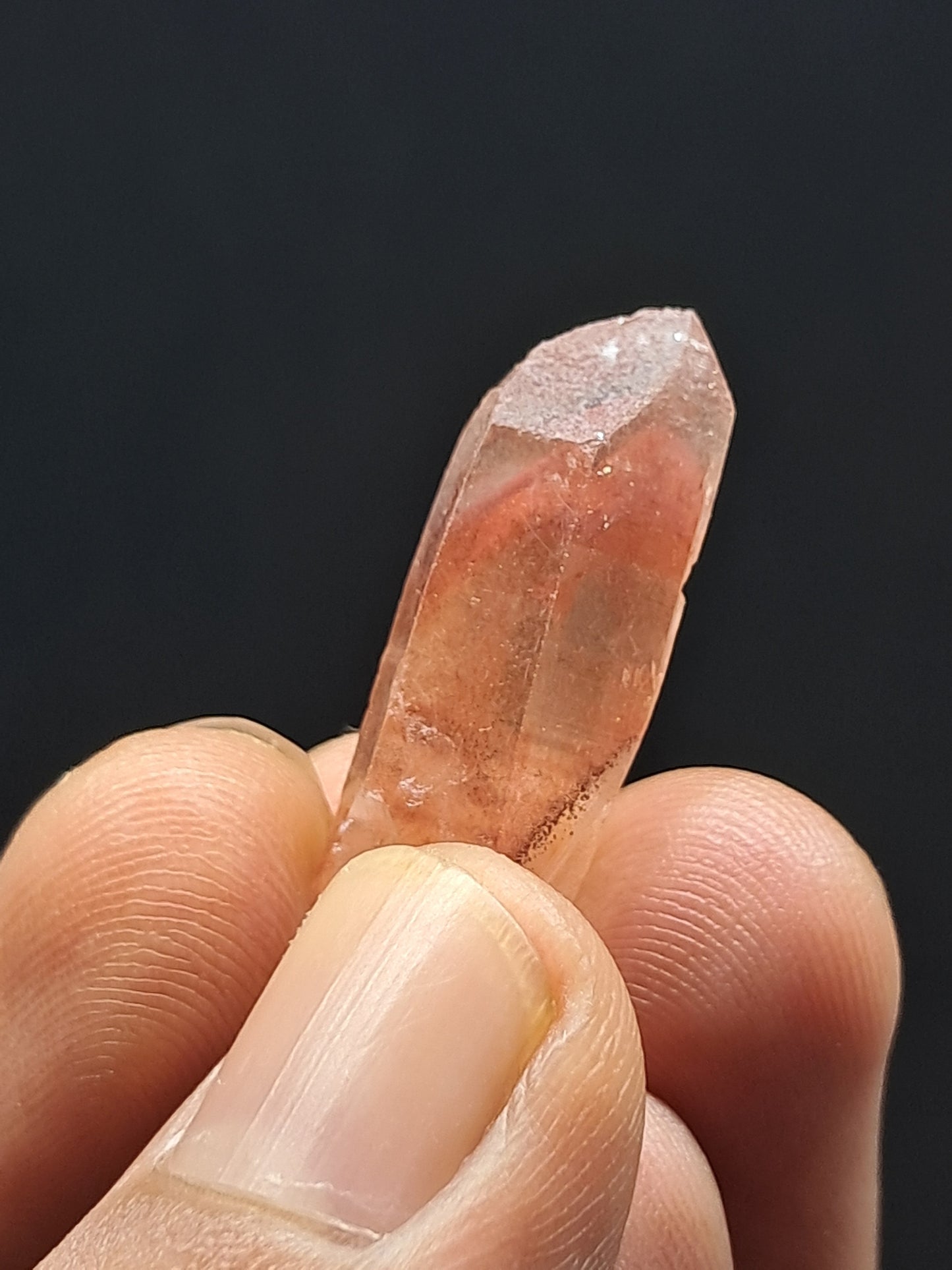 Cuarzo fantasma hematita (Telangana) | Cristal natural | Doble fantasma | Ejemplar mineral n.° HPQ43