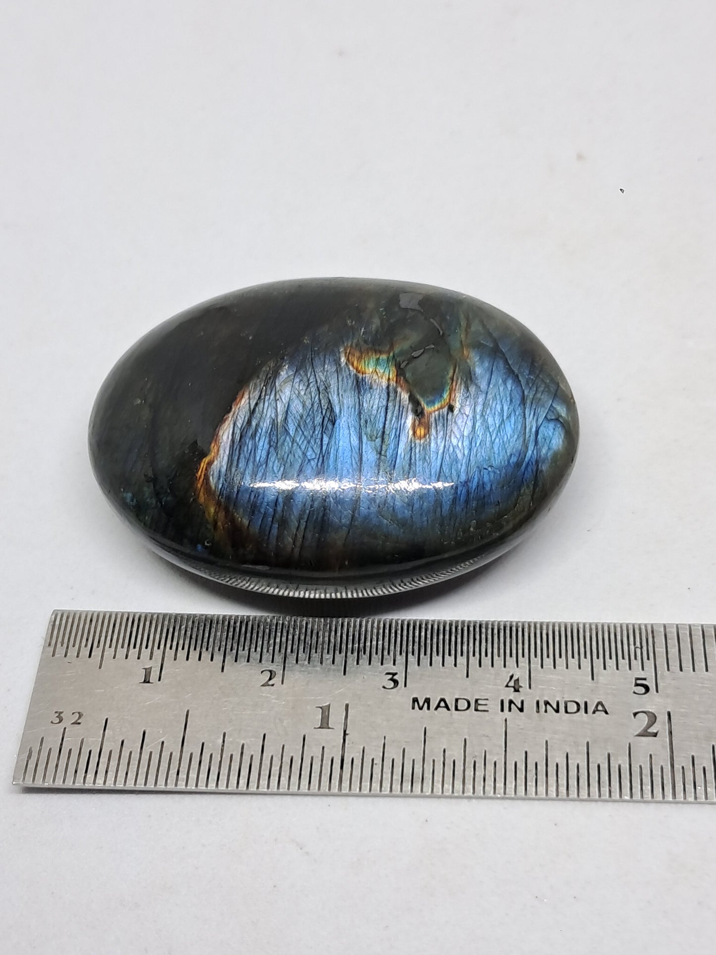Labradorite Palmstone | Natural Polished Crystal Stone | Blue, Yellow, Pink Flash | Good Iridiscence #LB1