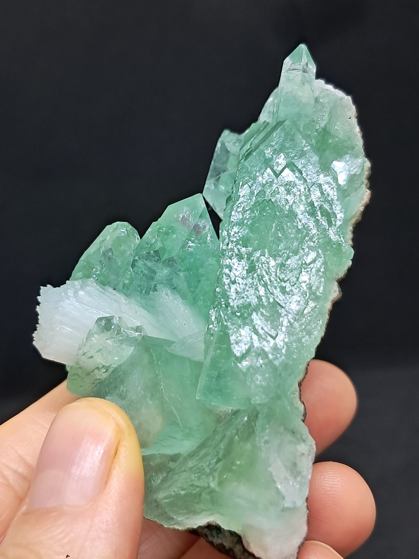 Green Apophyllite (Fluorapophyllite) and Stilbite on matrix #GA15