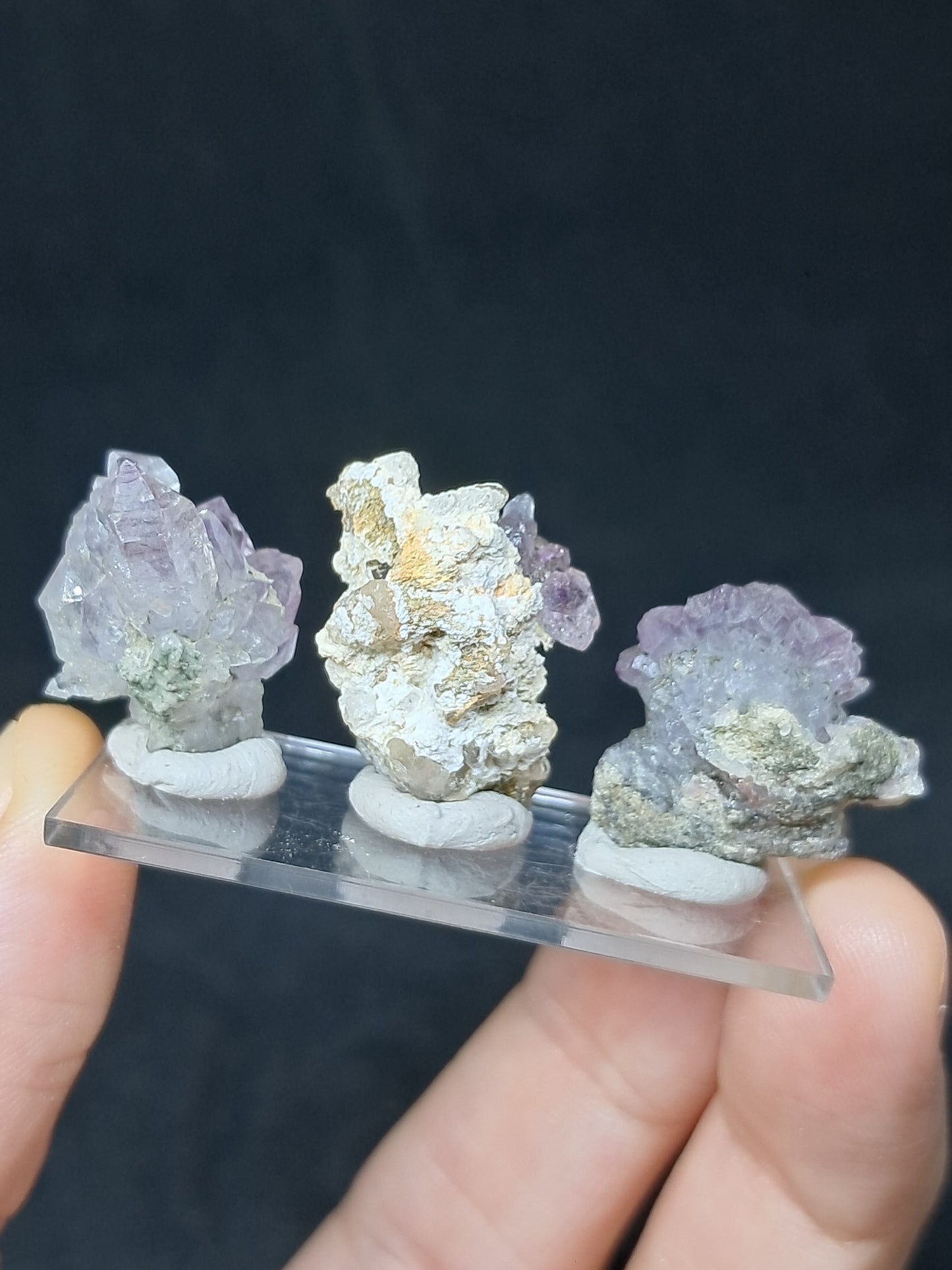 Set of 3 Amethyst from Karur | Natural Crystals | Mineral Specimen | Flower Scepter Herkimer Formation #KA166