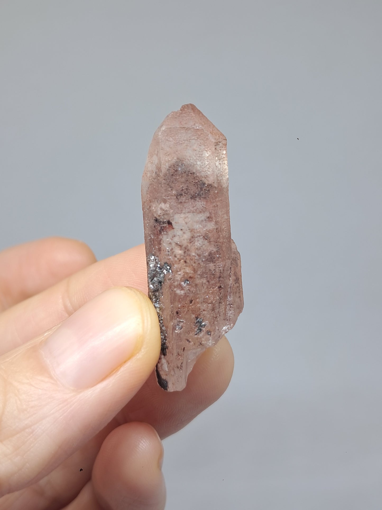 Juego de 3 puntas de cuarzo: clorita, turmalina y hematita fantasma | Cristales en bruto | Piedras en bruto #RCS15