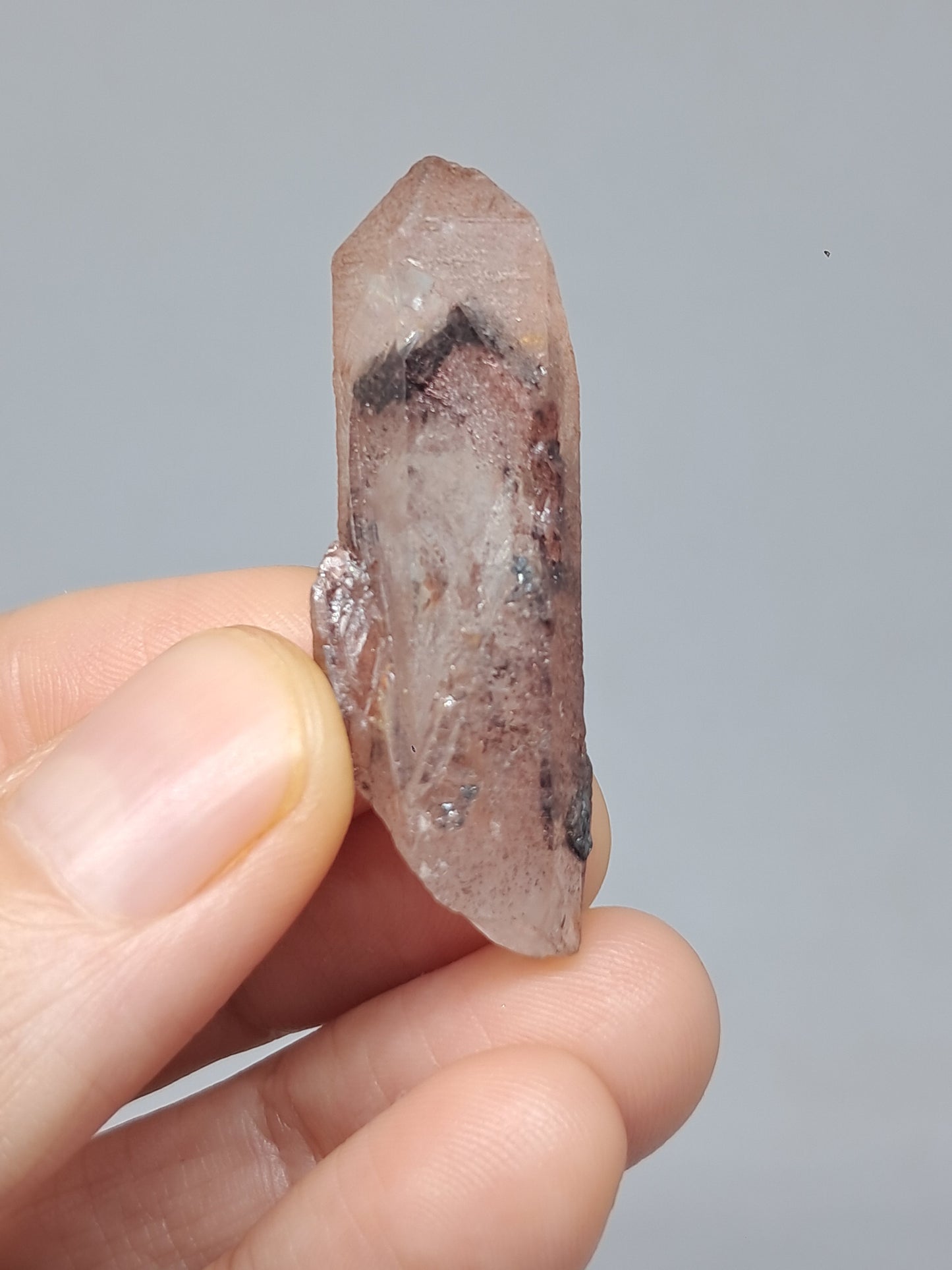 Juego de 3 puntas de cuarzo: clorita, turmalina y hematita fantasma | Cristales en bruto | Piedras en bruto #RCS15