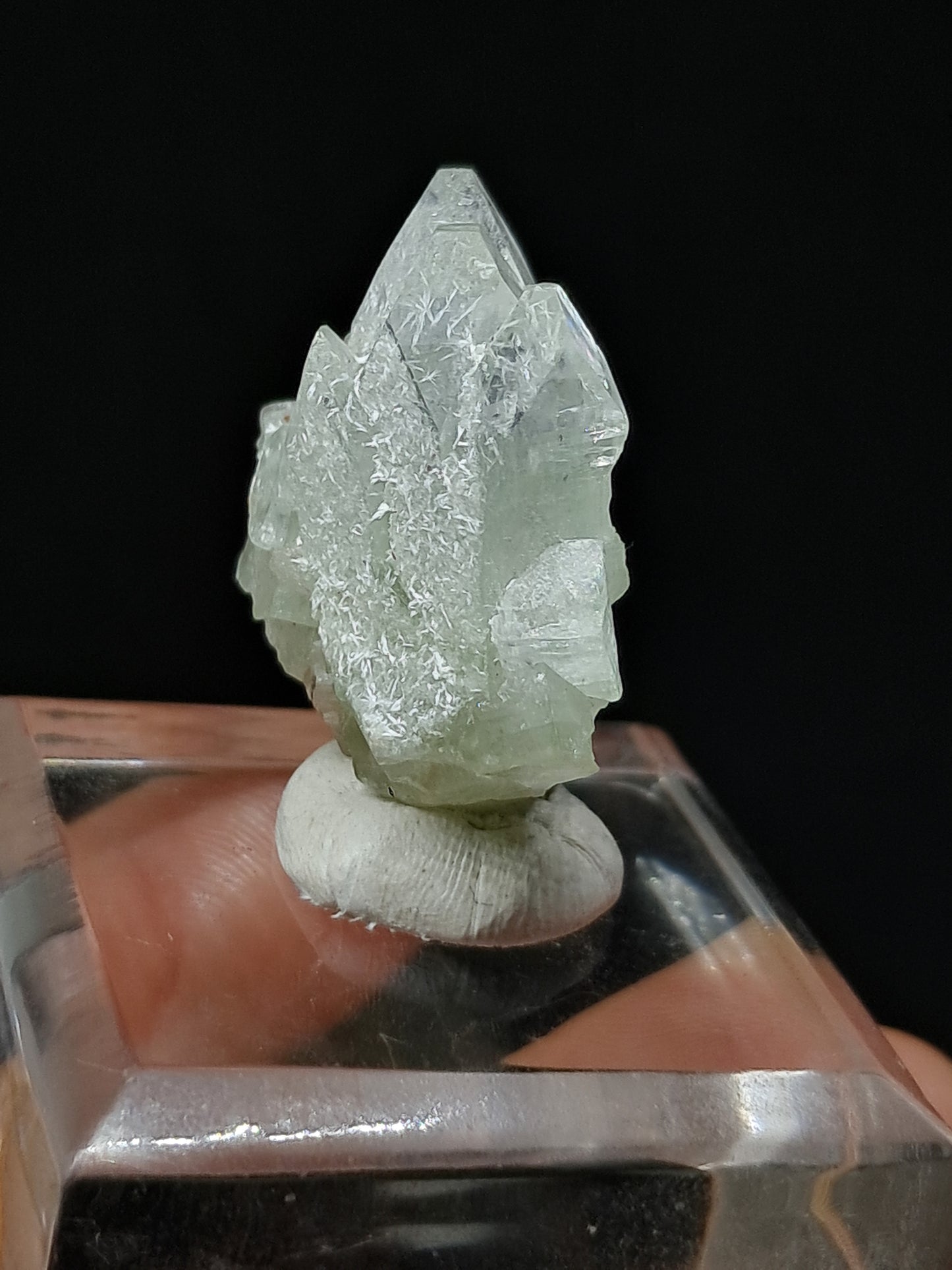 Green Apophyllite Crystal w/ Okenite (Ajanta) Natural Point | Mineral Specimen #AP64
