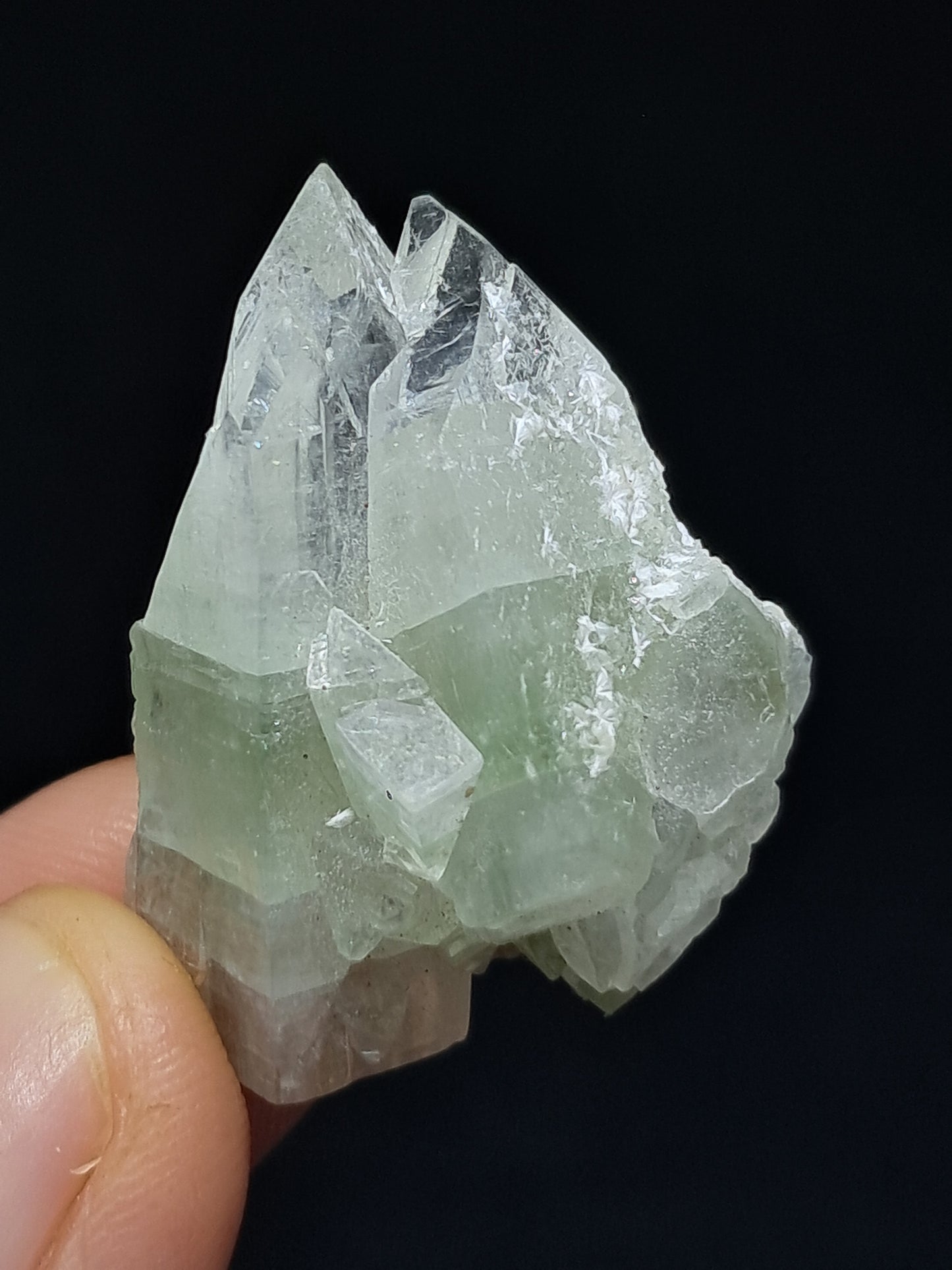Green Apophyllite Crystal w/ Okenite (Ajanta) Natural Point | Mineral Specimen #AP63
