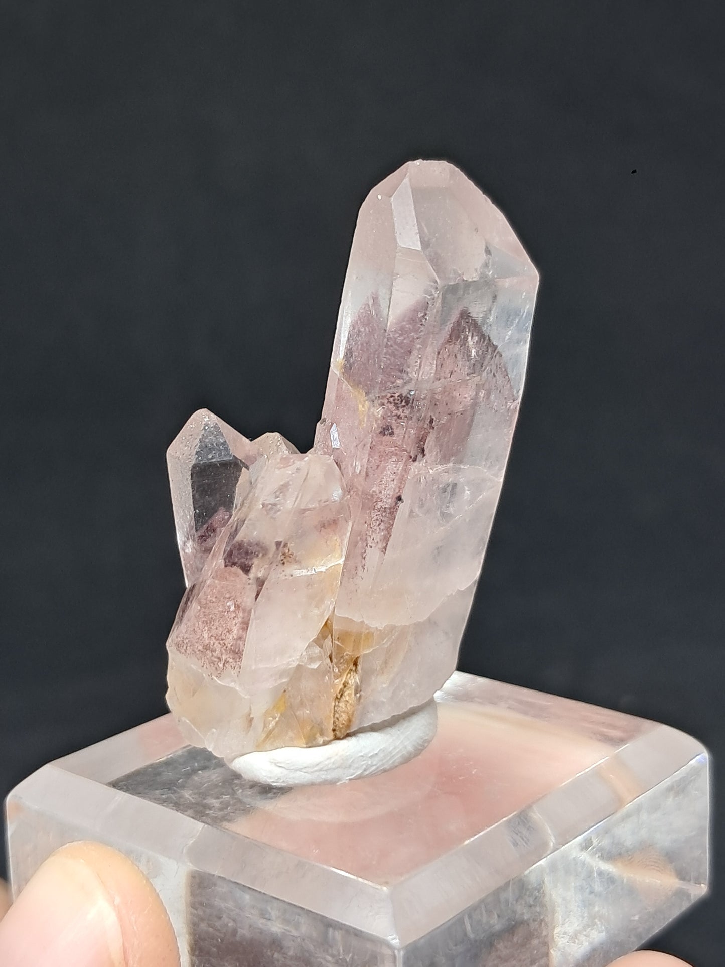 Cúmulo de Cuarzo Fantasma de Hematita (Telangana) Punta de Cristal Natural | Ejemplar Mineral n.° HPQ14