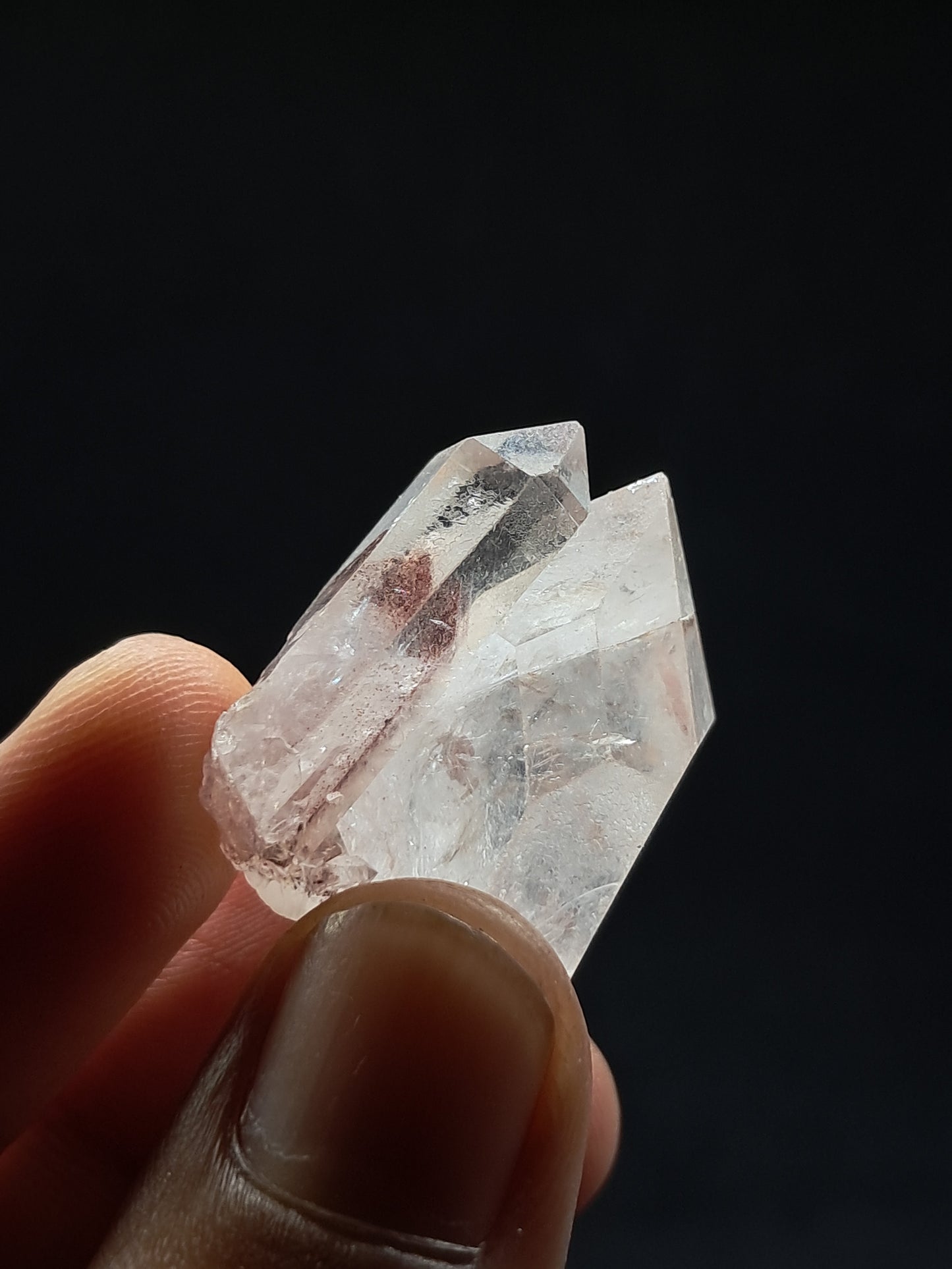 Cuarzo Fantasma Hematita (Telangana) Cristal Natural | Ejemplar Mineral | Puntas Fusionadas | Cara "Ventana" #HPQ36