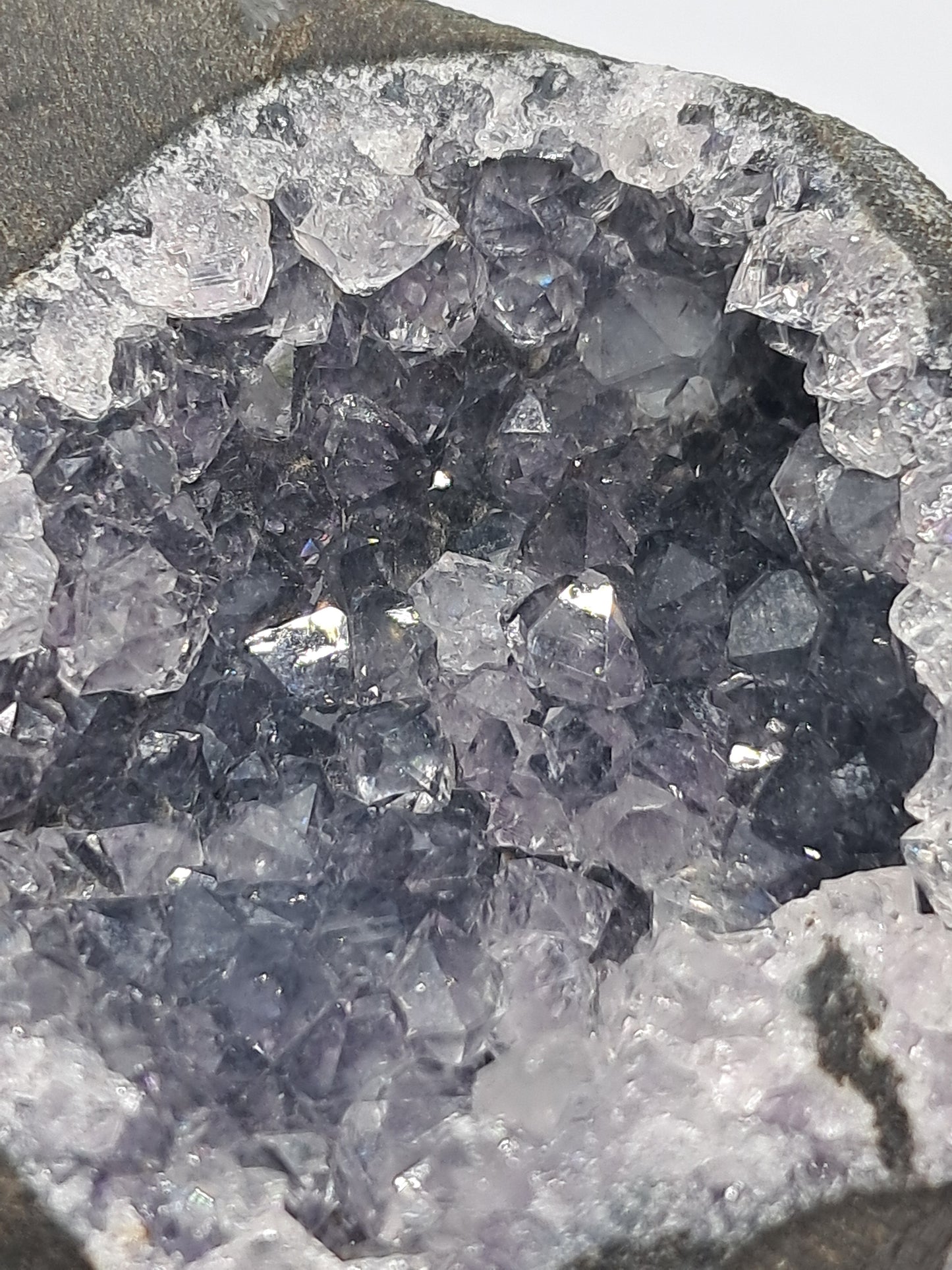 Back Chalcedony with Amethyst in Basalt Geode (Non-precious mineral) #BC2