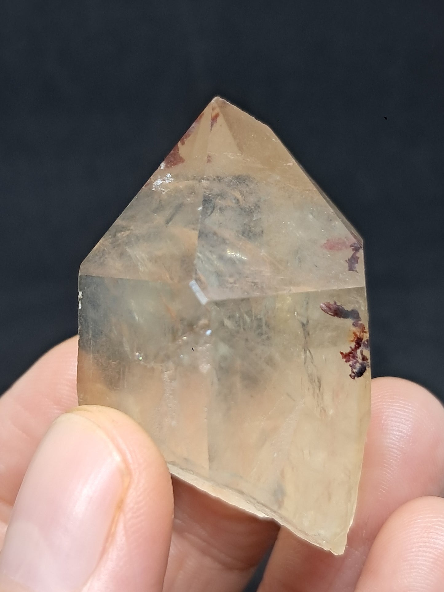 Natural Citrine "Kundalini" with Hematite (Democratic Republic of Congo) Crystal Point | Mineral Specimen #CTN19