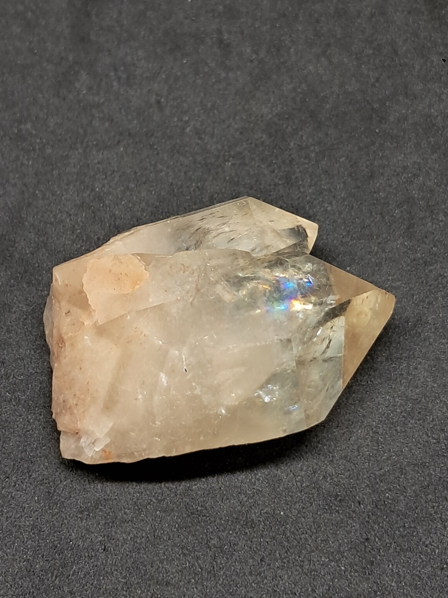 Natural Citrine "Kundalini" with Rainbows (Democratic Republic of Congo) Twinned Crystal Point | Mineral Specimen) #CTN17