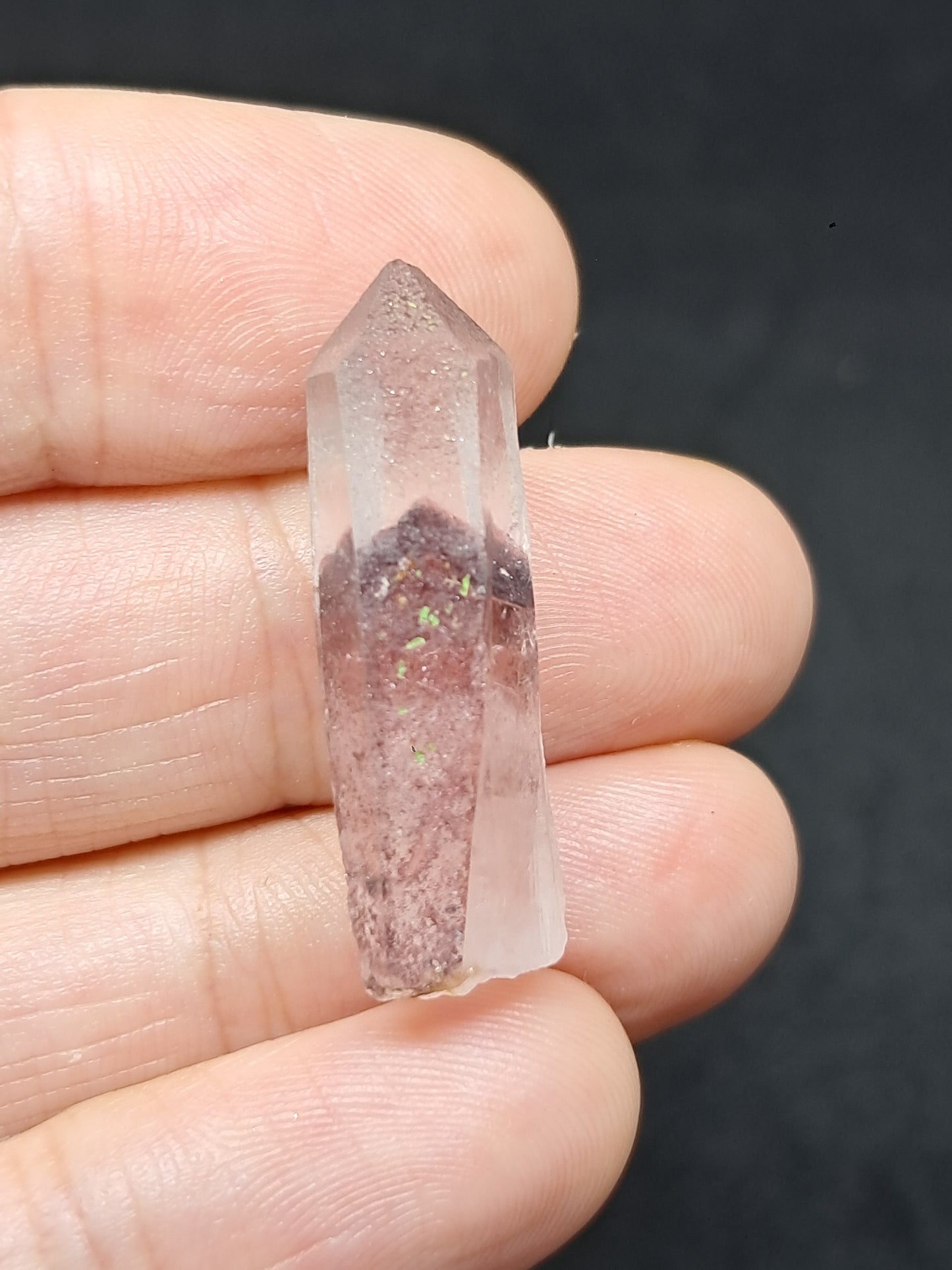 Cuarzo Fantasma Hematita (Telangana) Punta de Cristal Natural | Ejemplar Mineral n.° HPQ16