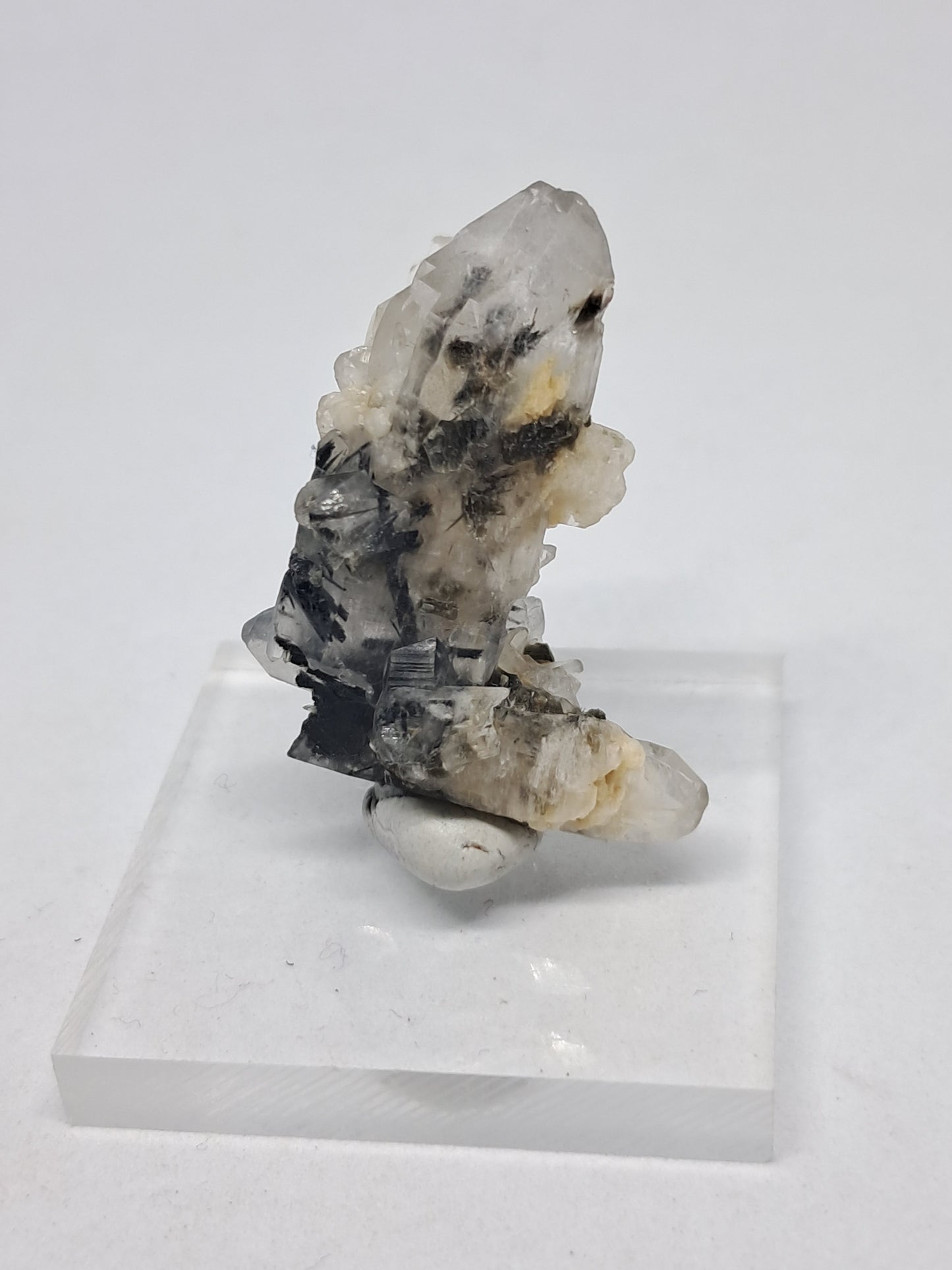 Tourmalinated Quartz with Mica and Feldespar inclusions (natural crystal point) #TQ14