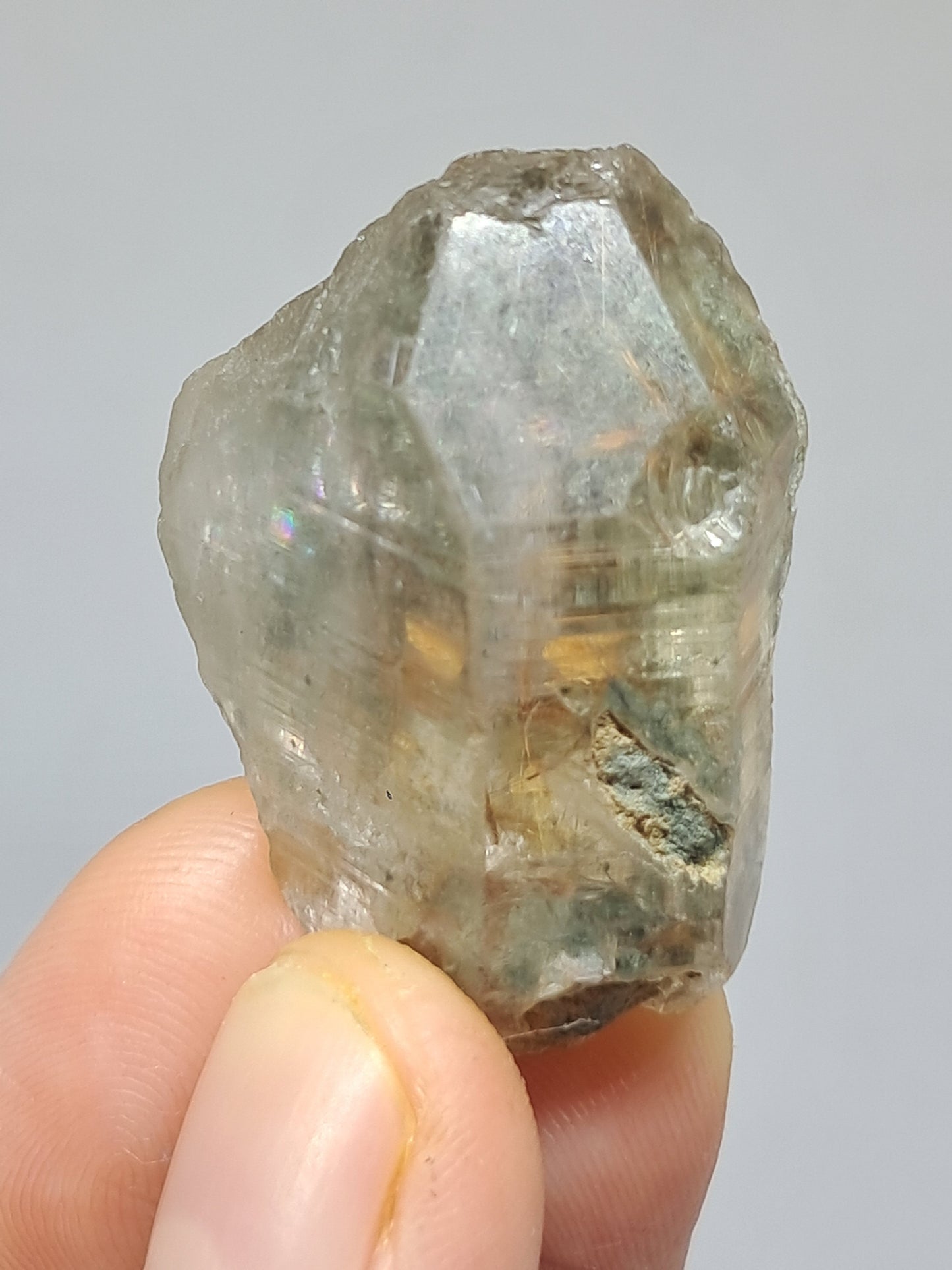 Quartz w/ Chlorite and Golden Rutile Inclusions (Kullu) Rough Stone | Natural Crystal Point | Mineral Specimen #CH44
