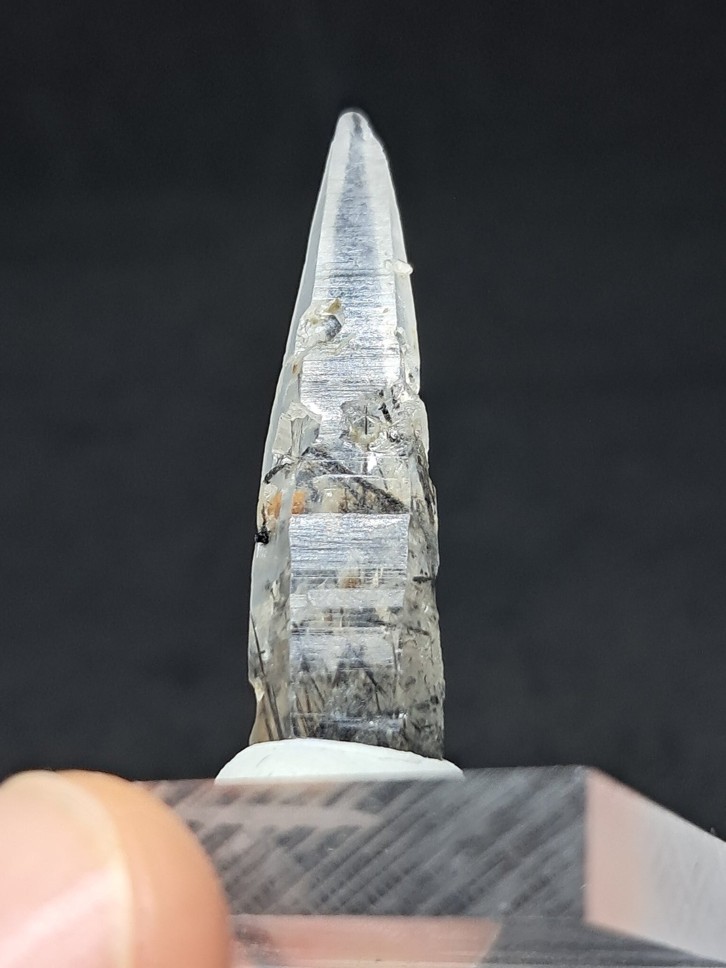 Tourmalinated Quartz natural crystal point (Non-precious natural stone) #TQ9