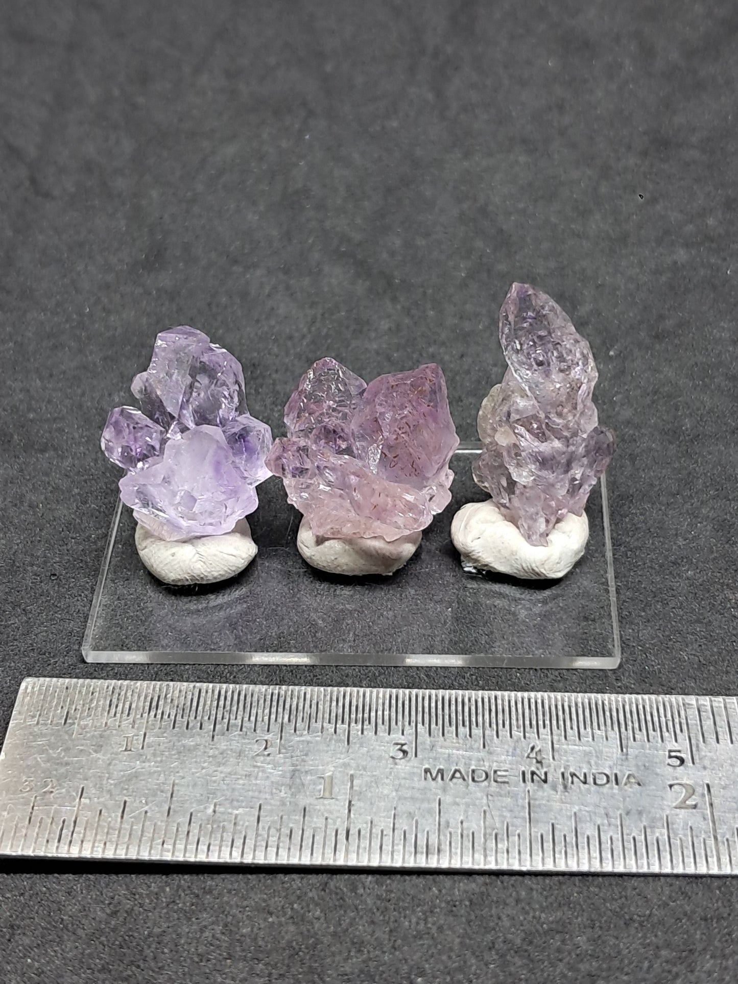 Set of 3 Small Elestial Amethyst from Karur | Super Seven Inclusions | Natural Crystals | Mineral Specimen #KA172