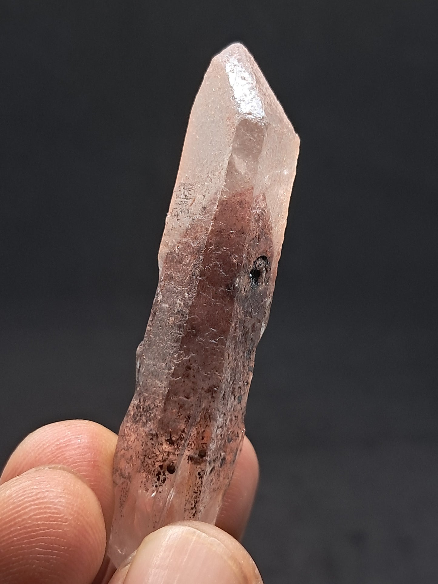 Cuarzo fantasma hematita (Telangana) Cristal natural | Punta grande | Ejemplar mineral n.° HPQ39