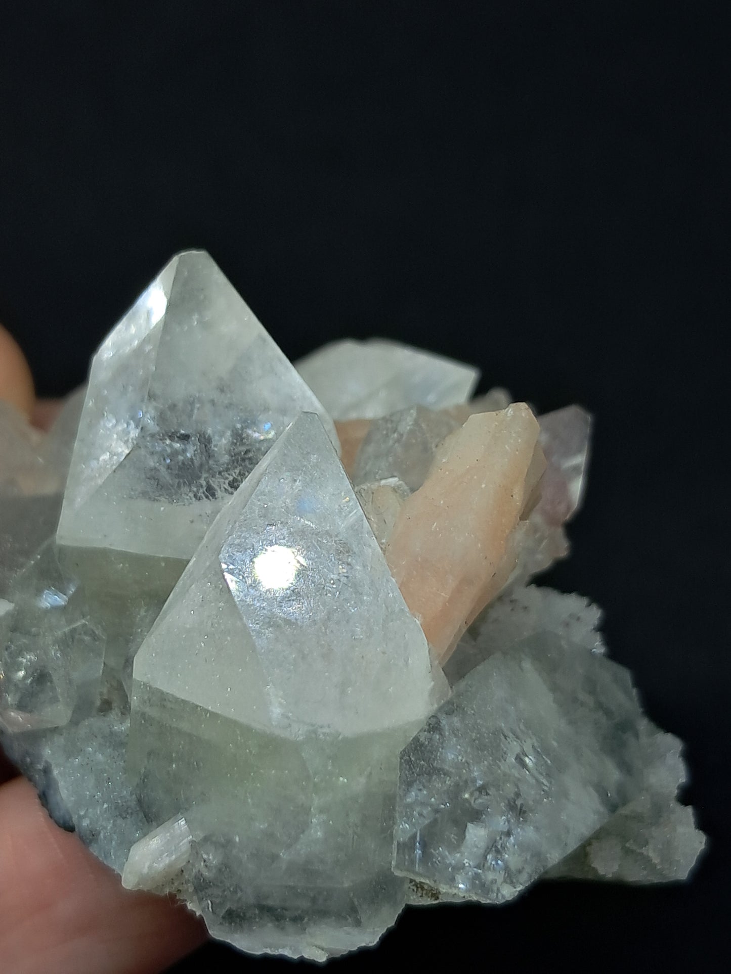 Clear Apophyllite w/ Stilbite on Heulandite Matrix (Ajanta) | Natural Crystal | Mineral Specimen #AP8