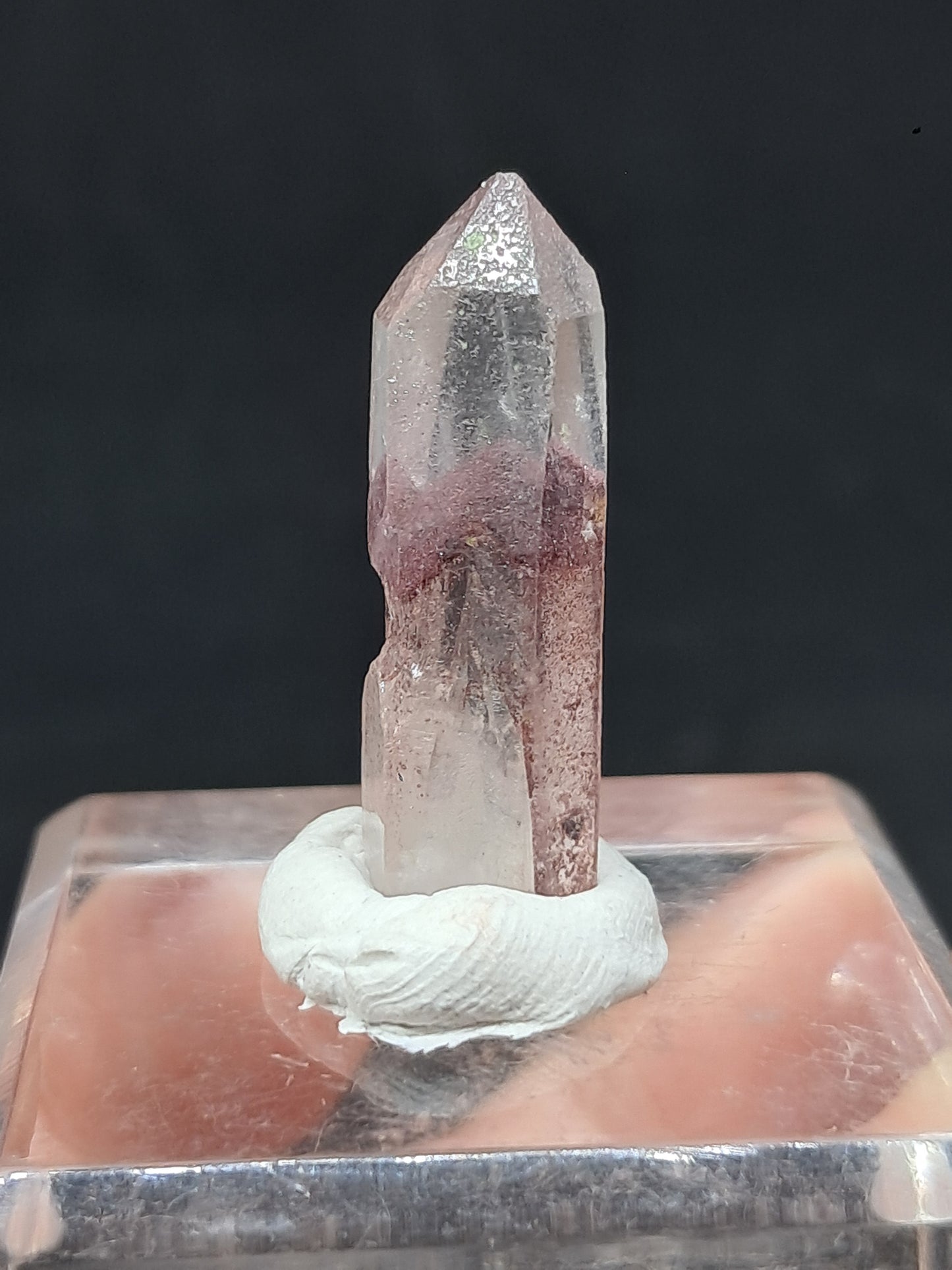Cuarzo Fantasma Hematita (Telangana) Punta de Cristal Natural | Ejemplar Mineral n.° HPQ16