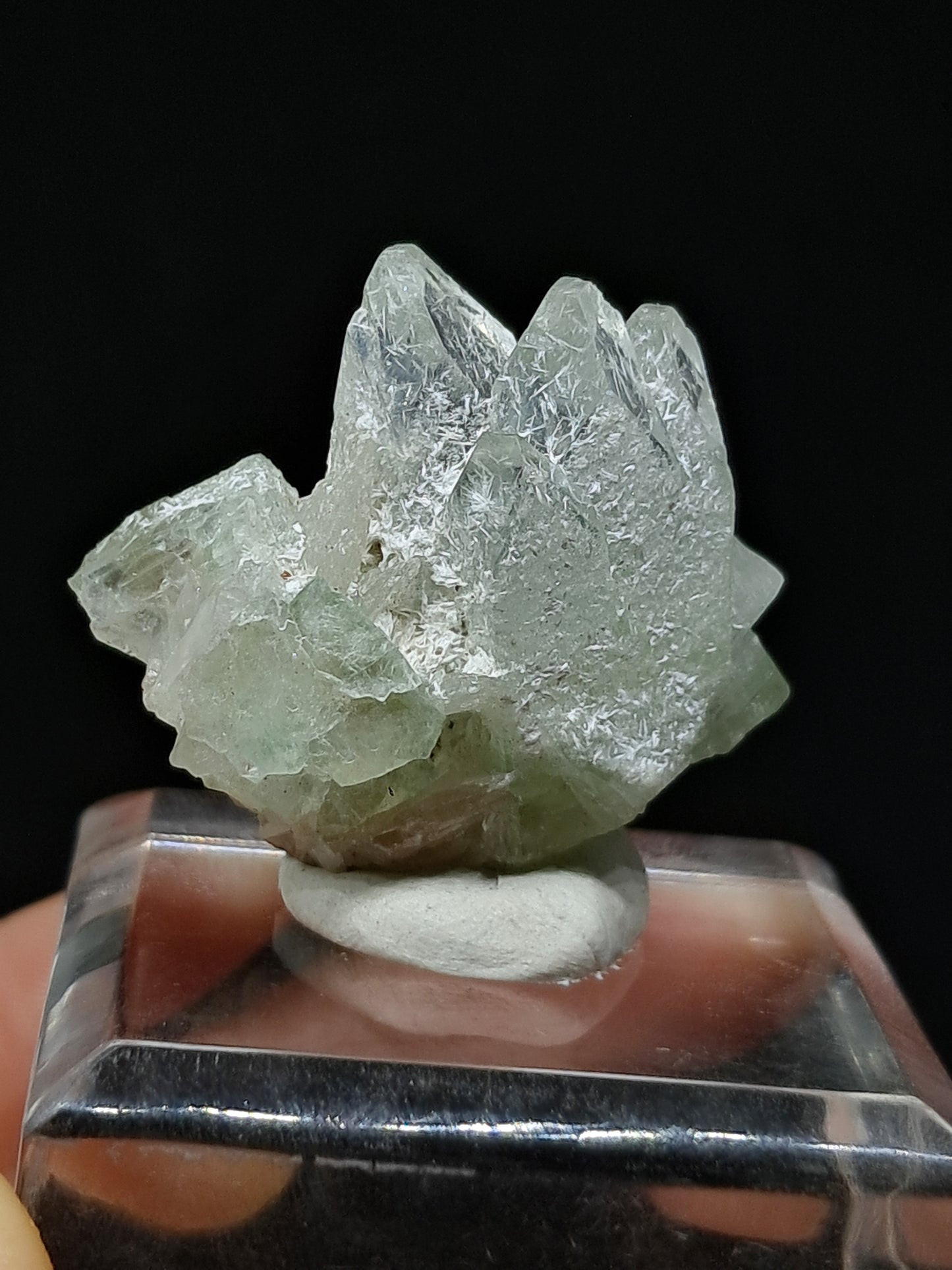 Green Apophyllite Crystal w/ Okenite (Ajanta) Natural Point | Mineral Specimen #AP64