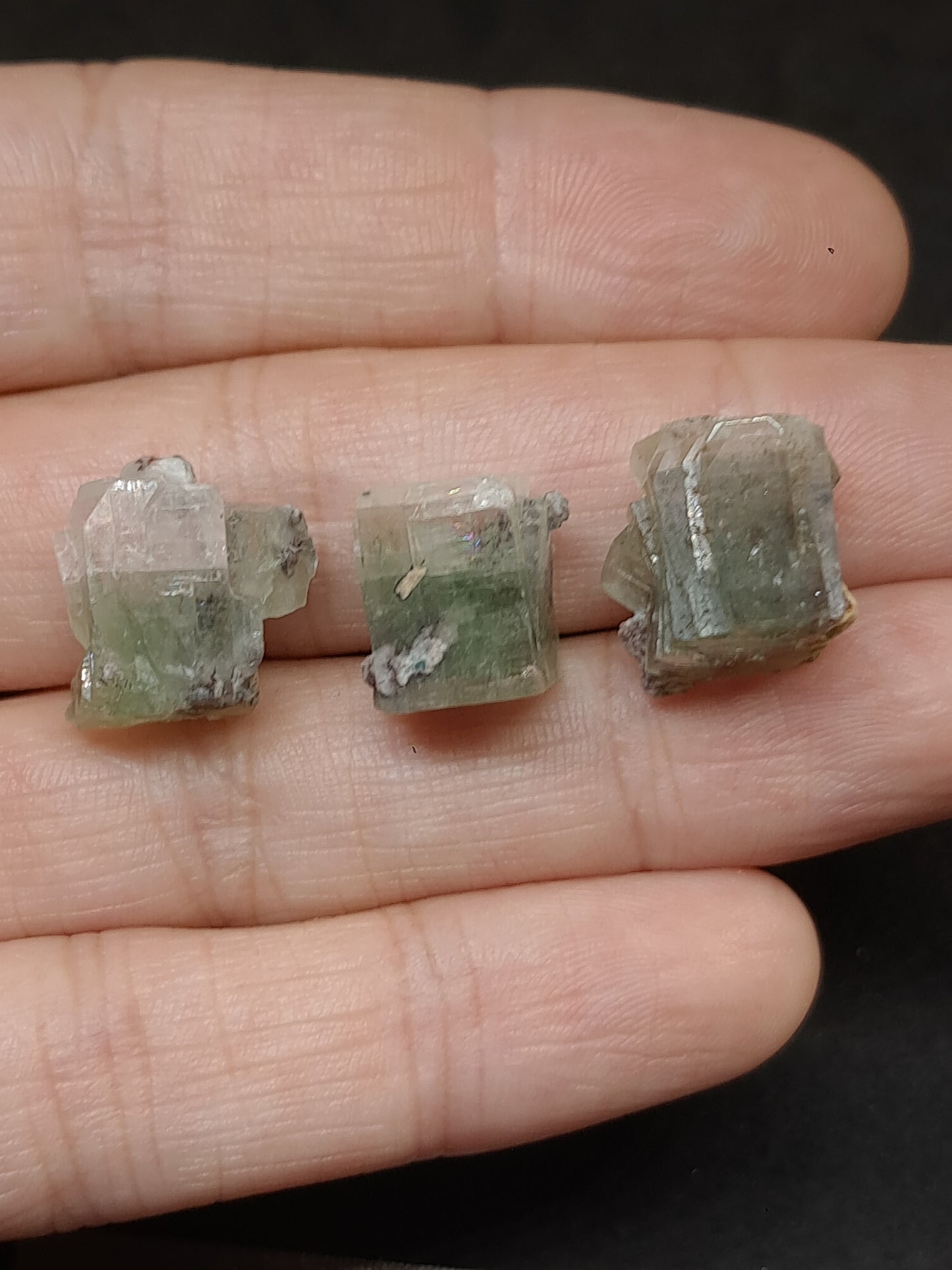 Set of 3 Small Green Apophyllites (Fluorapophyllites) (Ajanta) Rough Natural Crystals | Mineral Specimens #GA50