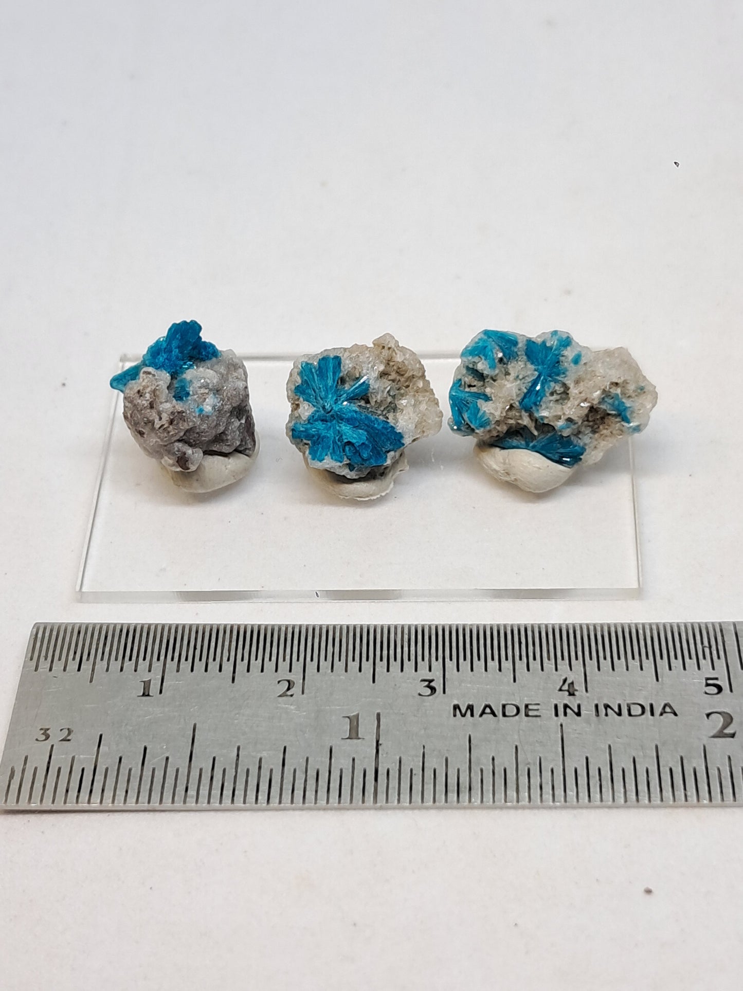 Set of 3 Small Cavansites on Heulandite Matrix (Wagholi) Rough Stone | Natural Crystal | Rare Mineral Specimen #CV44