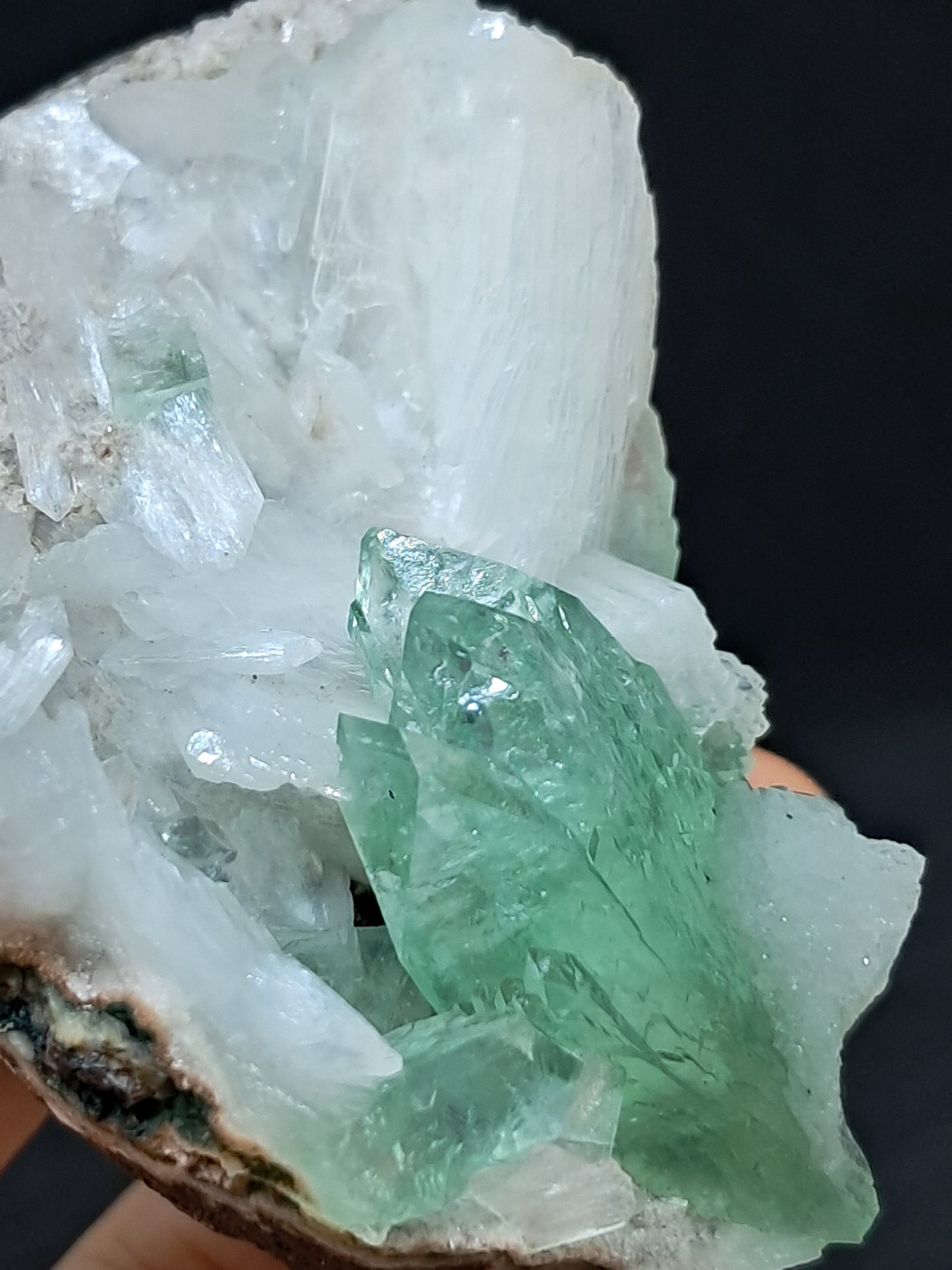 Green Apophyllite (Fluorapophyllite) and Stilbite on matrix #GA2