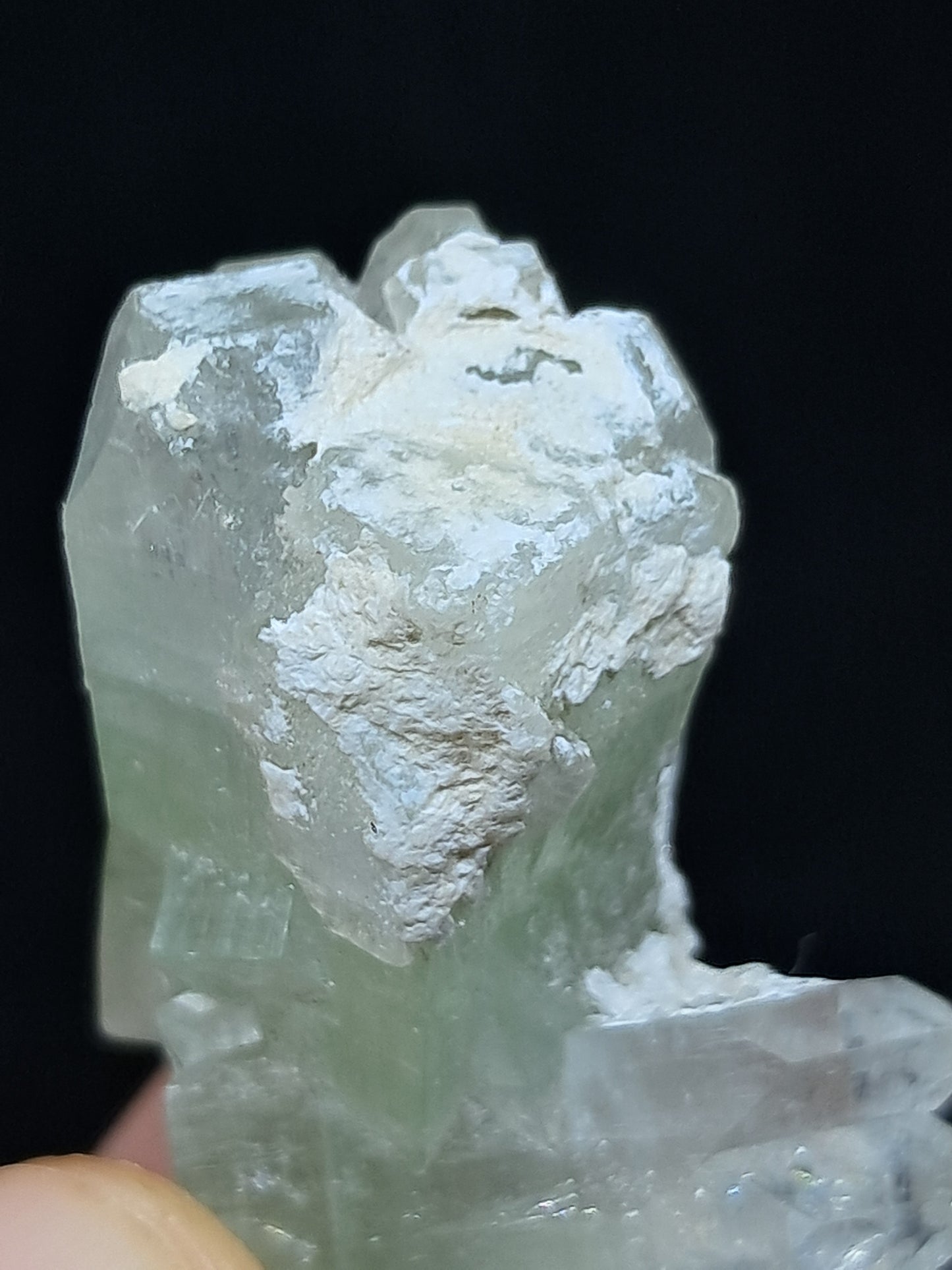 Green Apophyllite Crystal w/ Okenite (Ajanta) Natural Point | Mineral Specimen #AP62