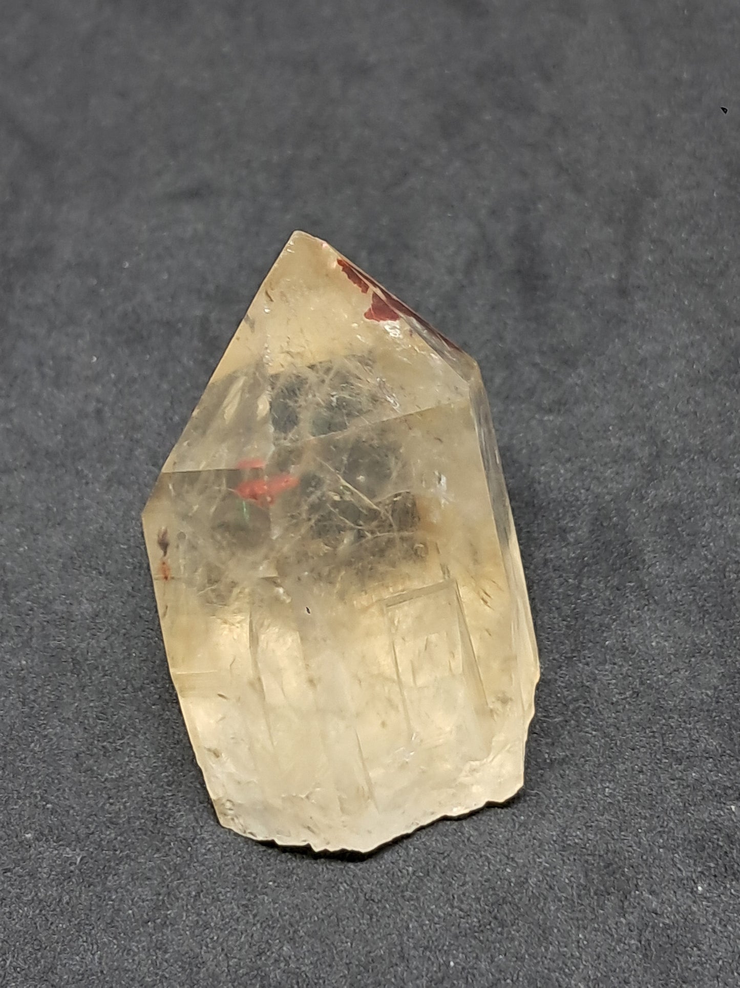Natural Citrine "Kundalini" with Hematite (Democratic Republic of Congo) Crystal Point | Mineral Specimen #CTN19