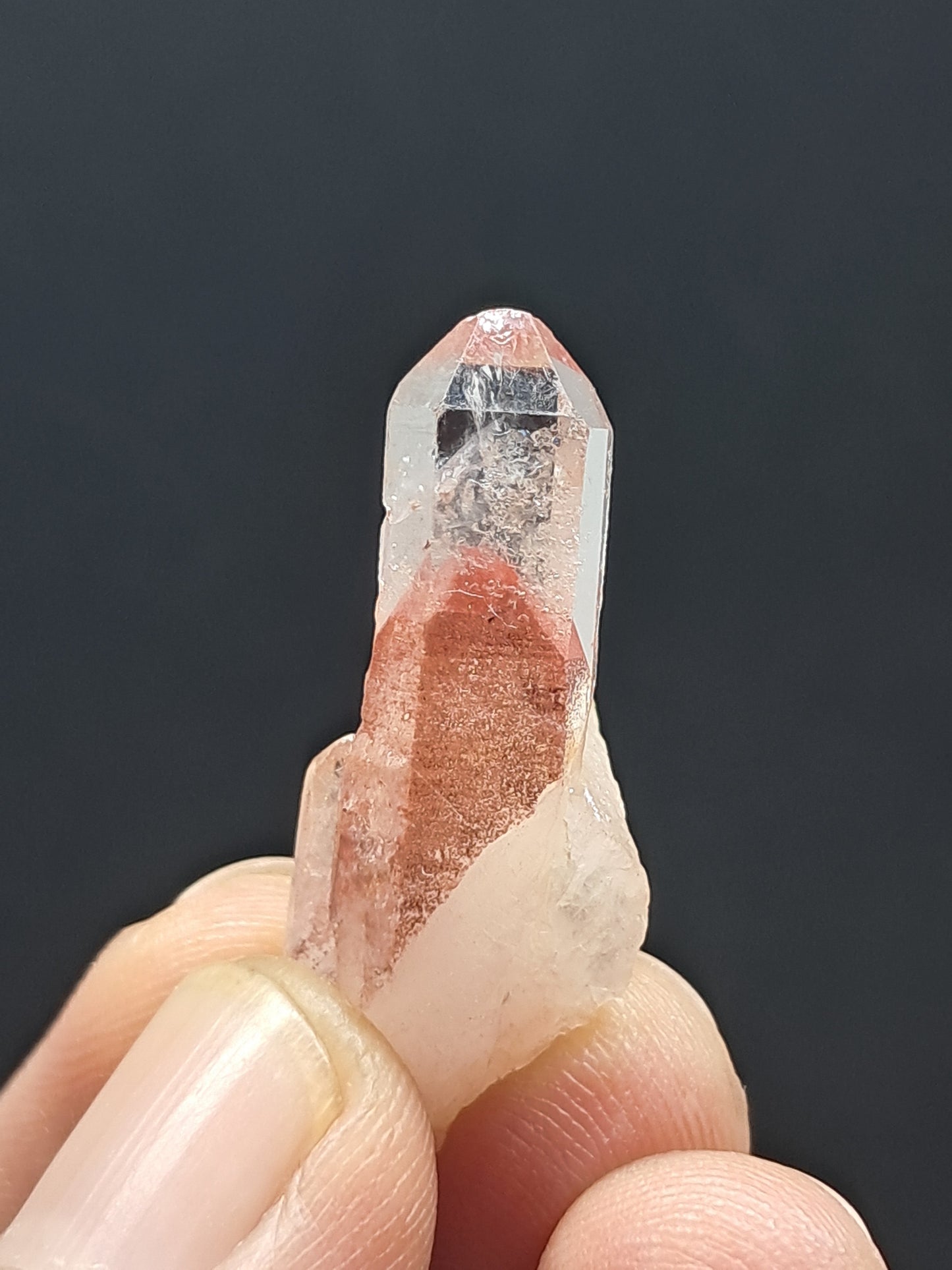 Cuarzo fantasma hematita (Telangana) | Cristal natural | Ejemplar mineral n.° HPQ45