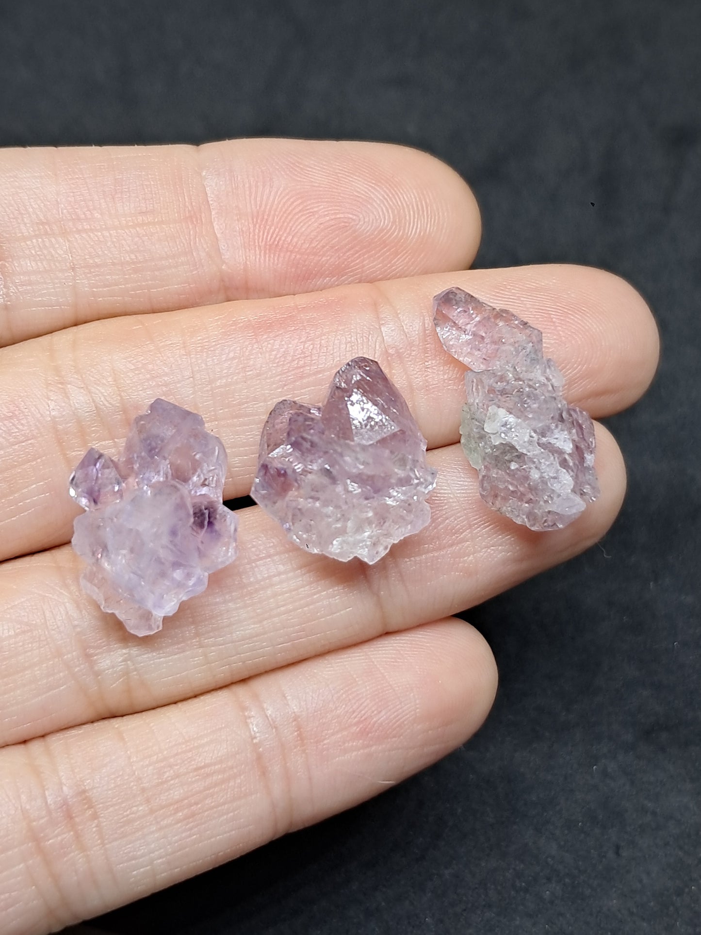 Set of 3 Small Elestial Amethyst from Karur | Super Seven Inclusions | Natural Crystals | Mineral Specimen #KA172