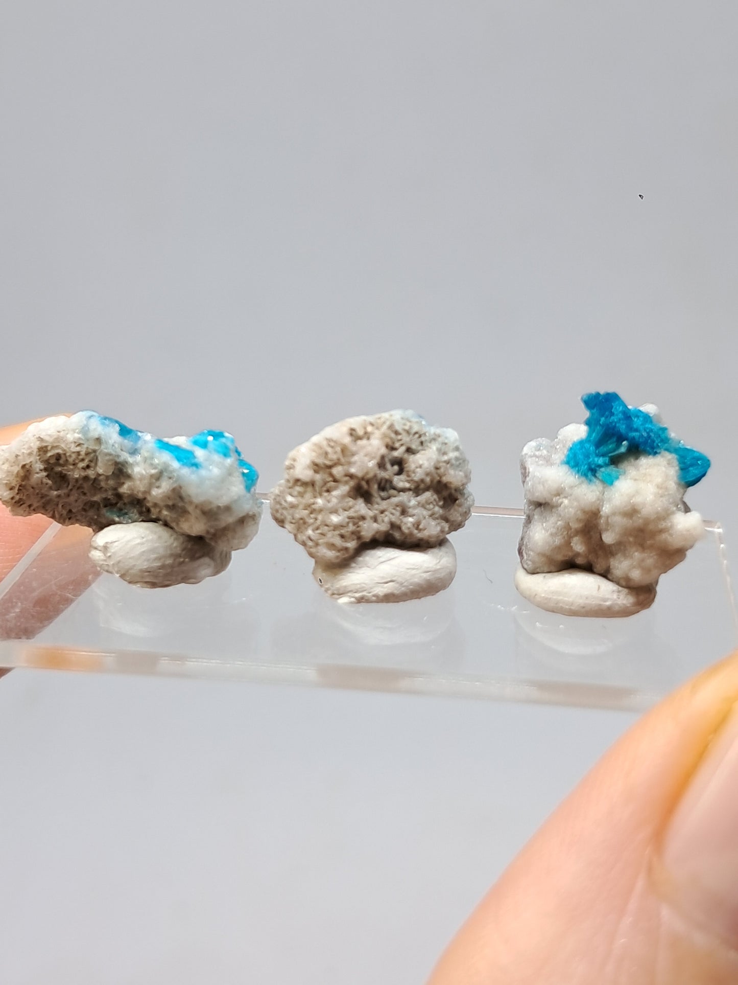 Set of 3 Small Cavansites on Heulandite Matrix (Wagholi) Rough Stone | Natural Crystal | Rare Mineral Specimen #CV44