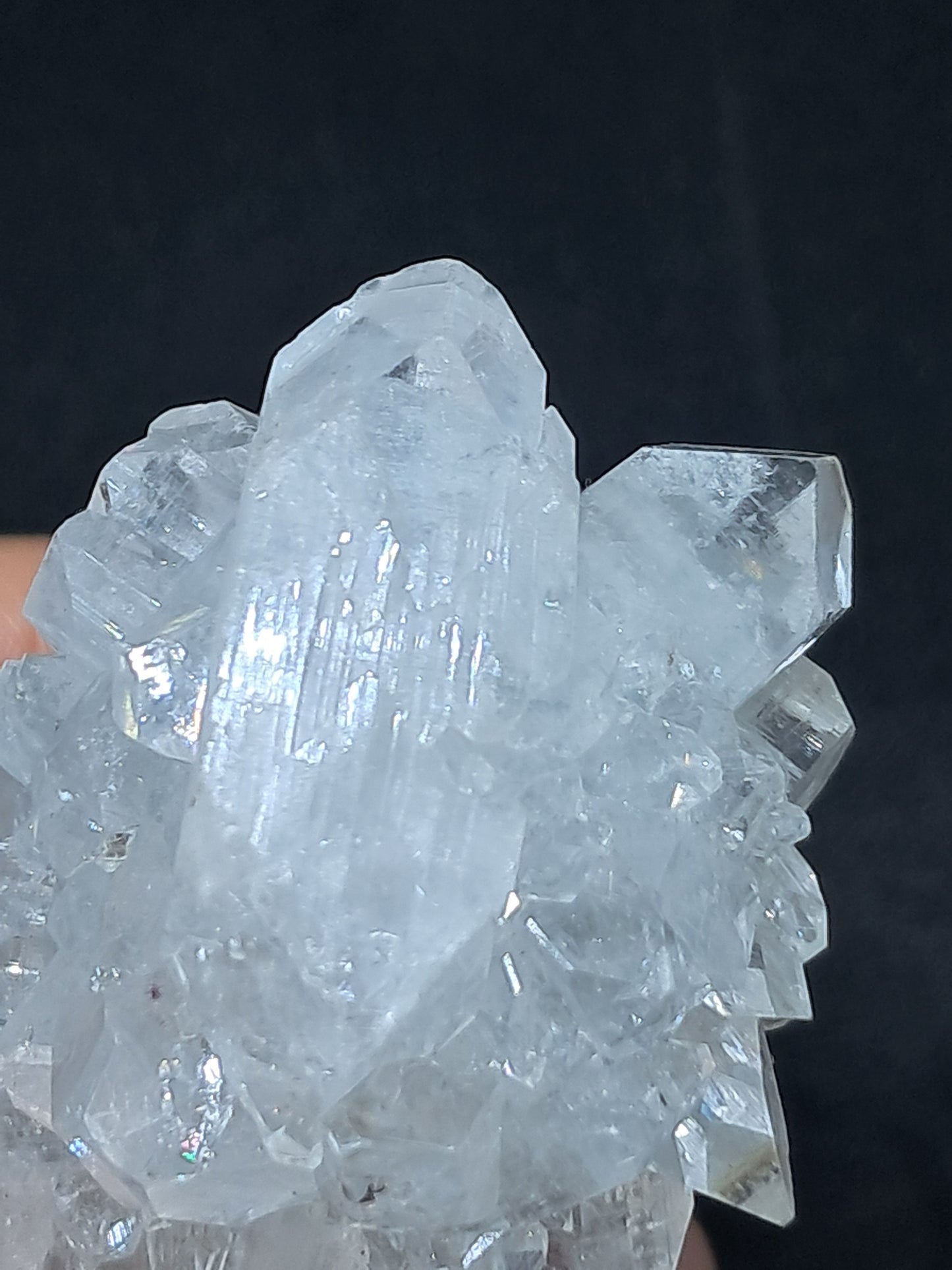 Clear Apophyllite Stalactite w/ Stilbite (Ajanta) Natural Crystal | Mineral Specimen #AP15