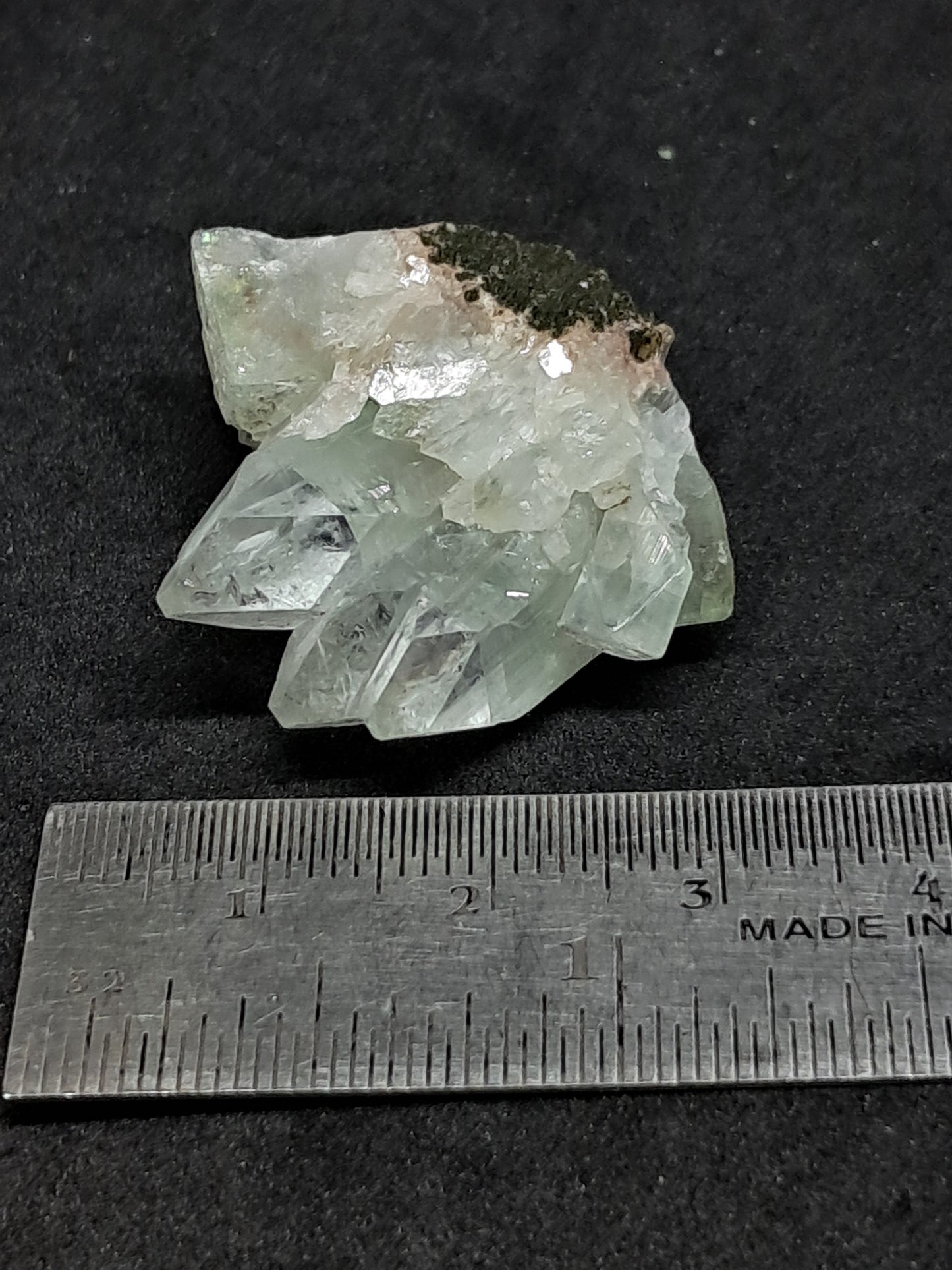 Green Apophyllite Crystal w/ Okenite (Ajanta) Natural Point | Mineral Specimen #AP64