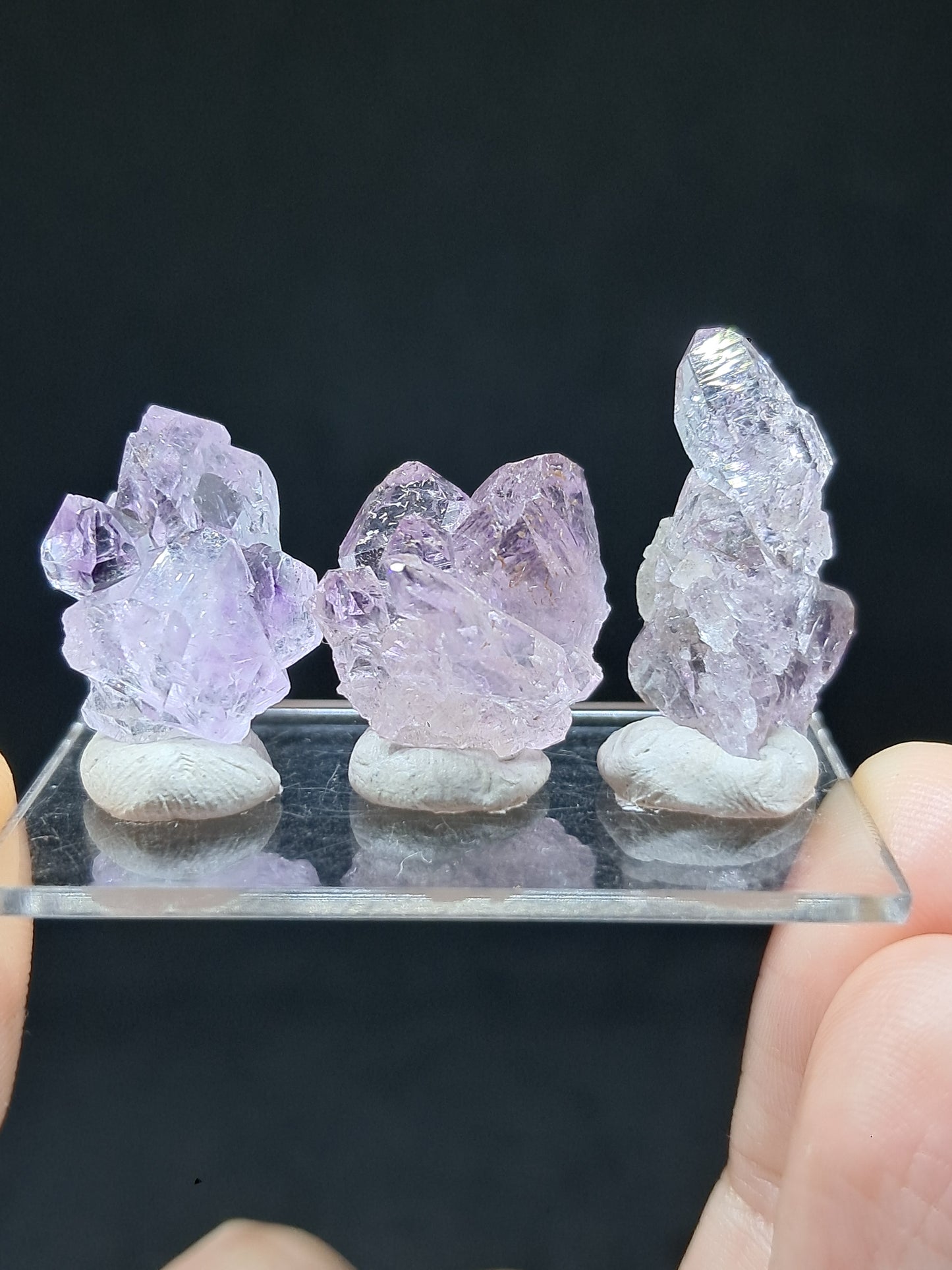 Set of 3 Small Elestial Amethyst from Karur | Super Seven Inclusions | Natural Crystals | Mineral Specimen #KA172