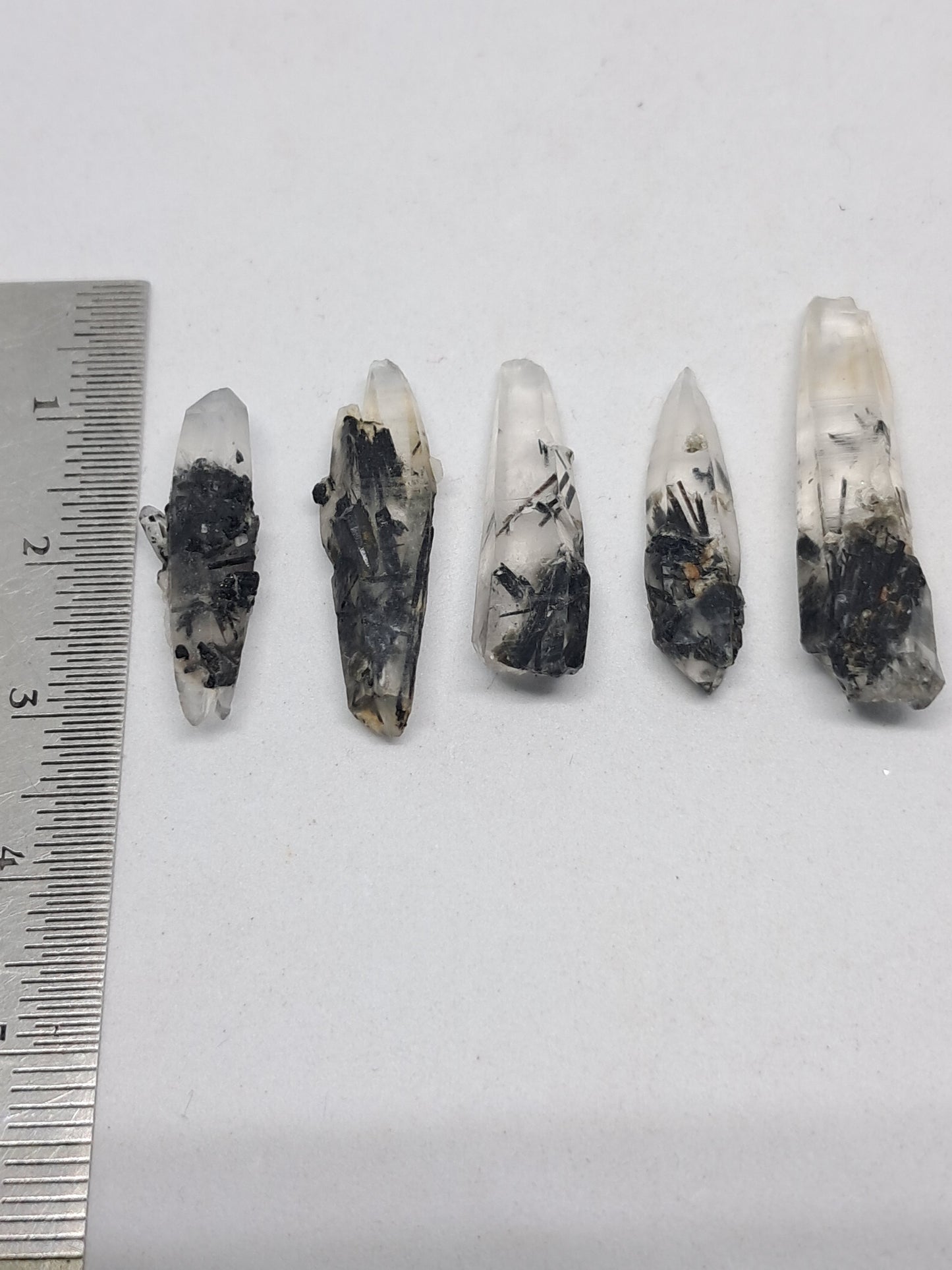 Set of 5 Tourmalinated Quartz - natural crystal points #TQ15