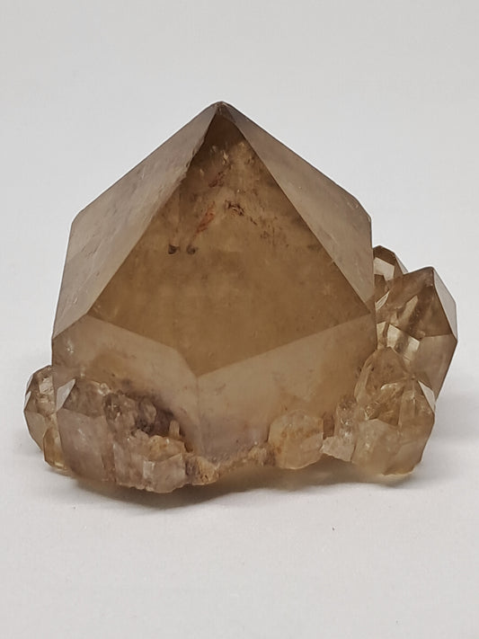 Citrino natural "Kundalini" con punta de cristal fantasma (República Democrática del Congo) | Ejemplar mineral n.° CTN10
