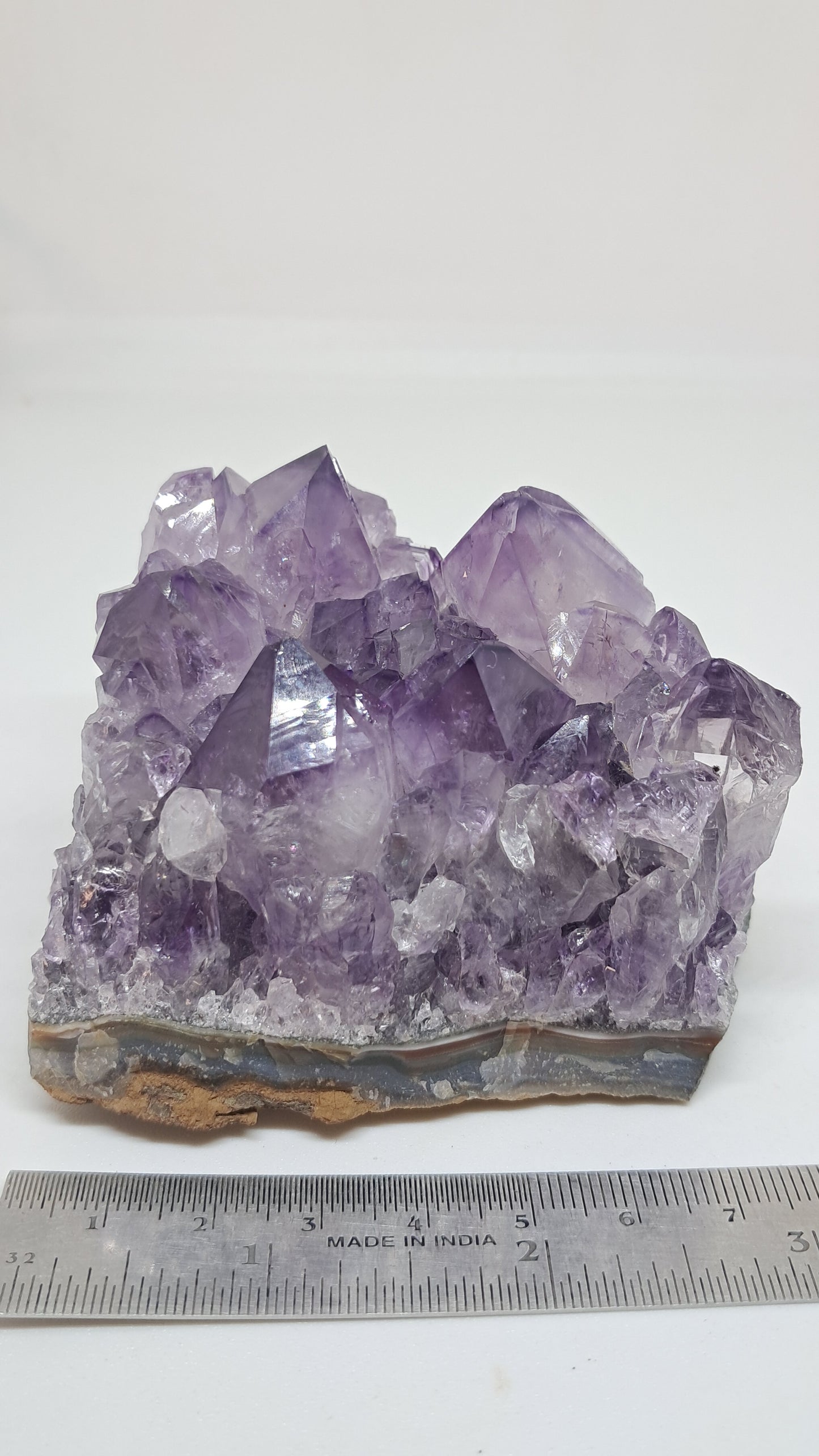 Amatista Morada Profunda Sobre Ágata Bandeada (Brasil) | Drusa Natural | Puntas de Cristal Grandes #AMB1