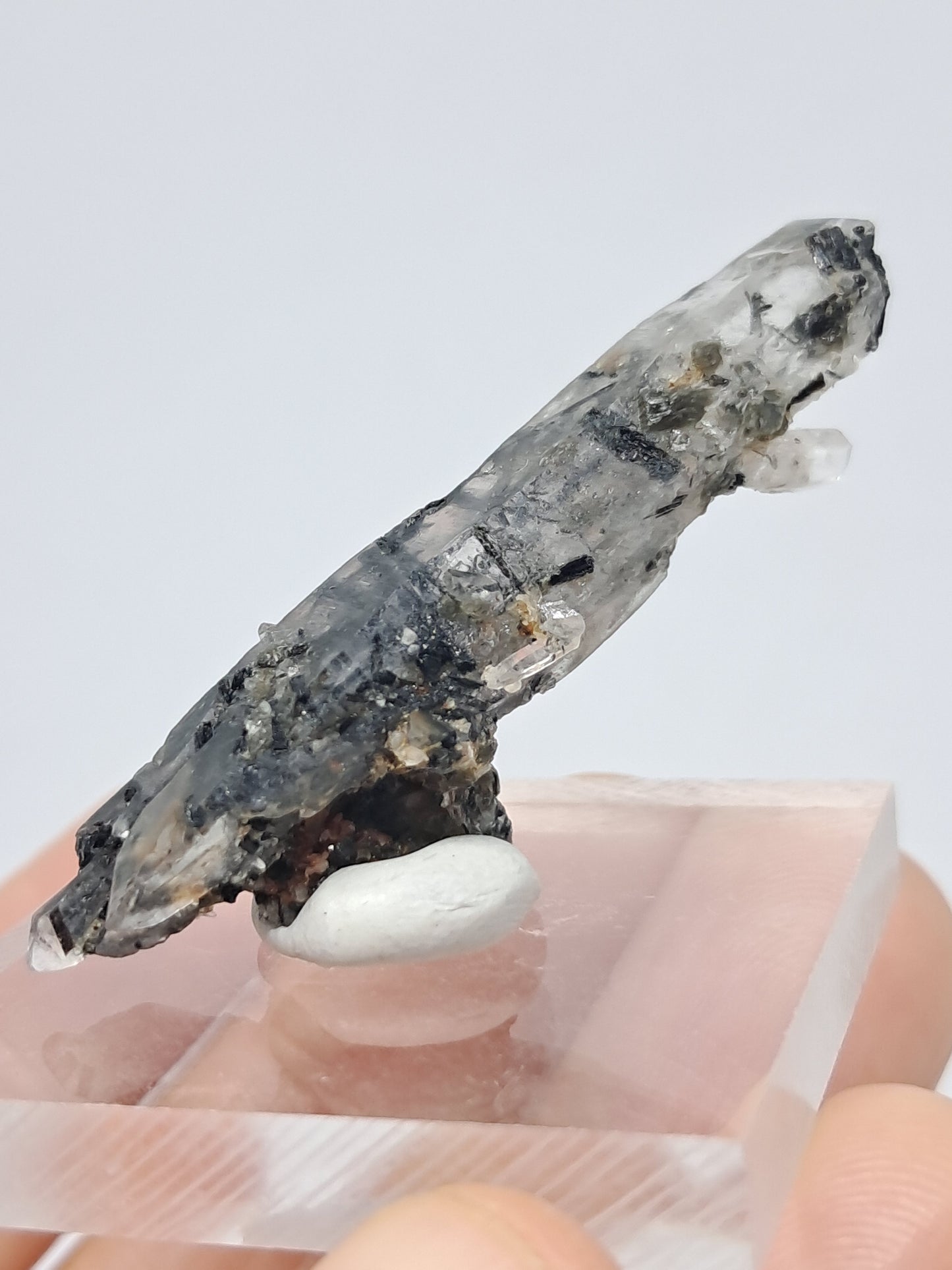 Tourmalinated Quartz natural crystal point (Non-precious natural stone) #TQ19