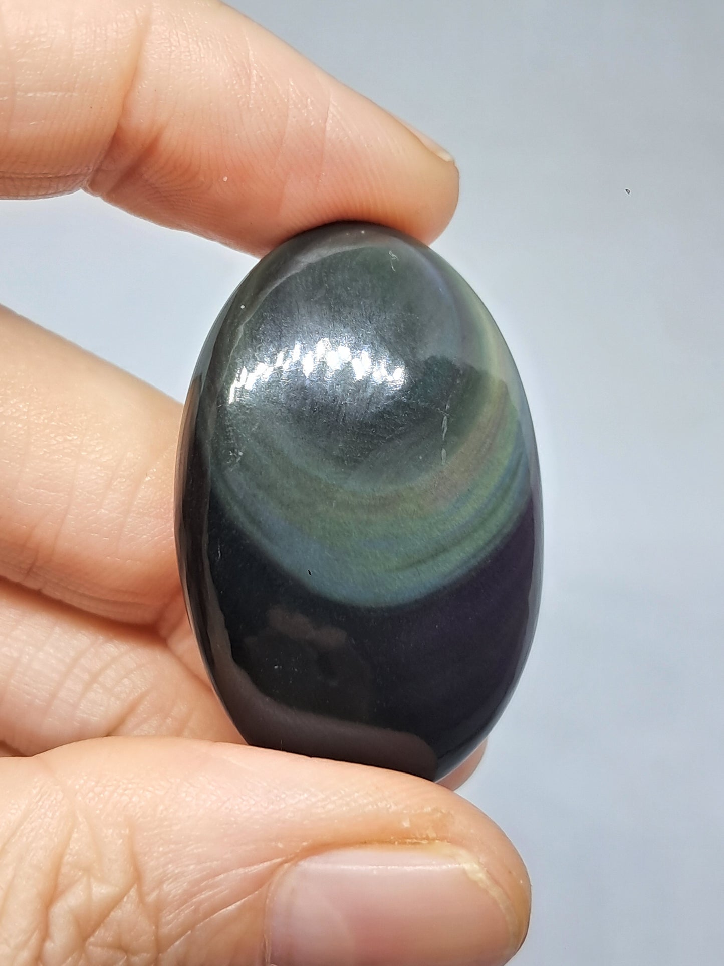 Rainbow Obsidian Palmstones (Mexico) Concentric Colors | Eye Pattern | Polished Natural Crystals #RO2