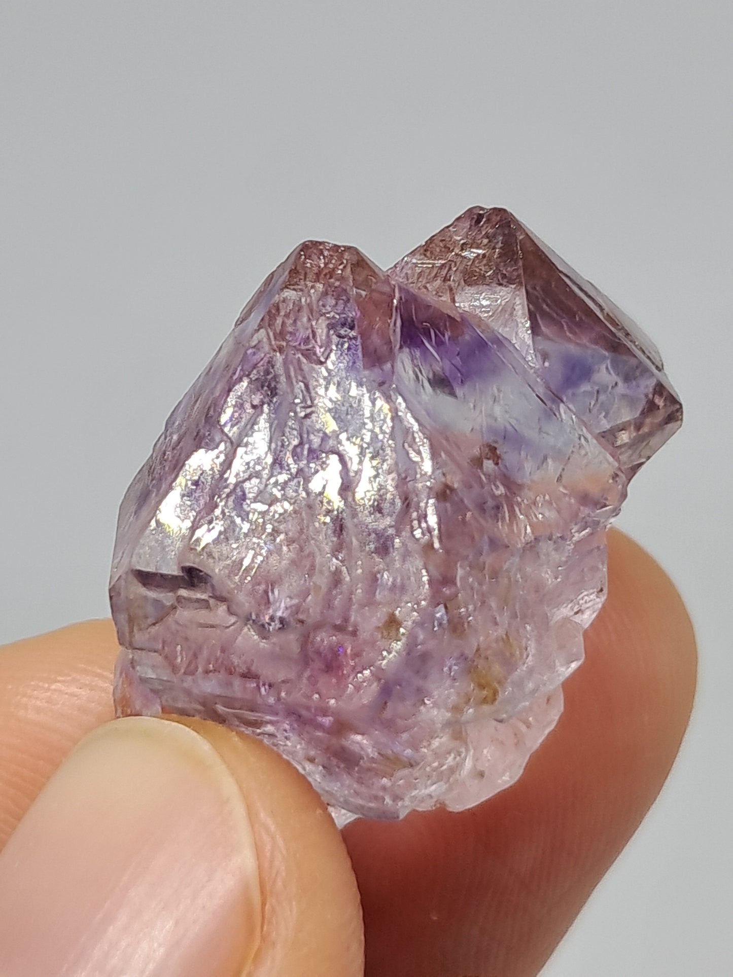 Elestial Amethyst (Karur) Lustrous Purple Quartz Crystal Point | Natural Stone | Mineral Specimen #KA45