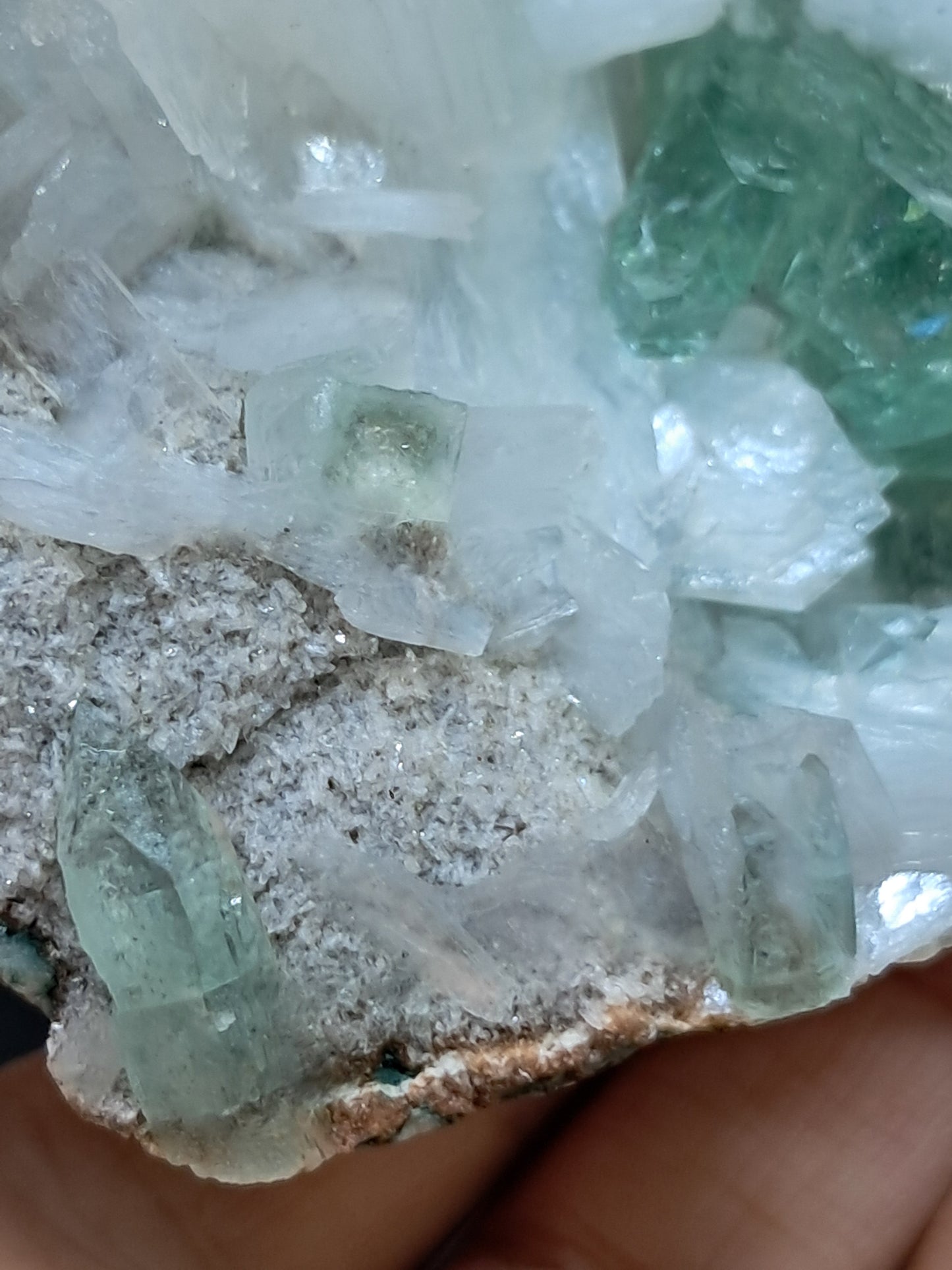 Green Apophyllite (Fluorapophyllite) and Stilbite on matrix #GA2