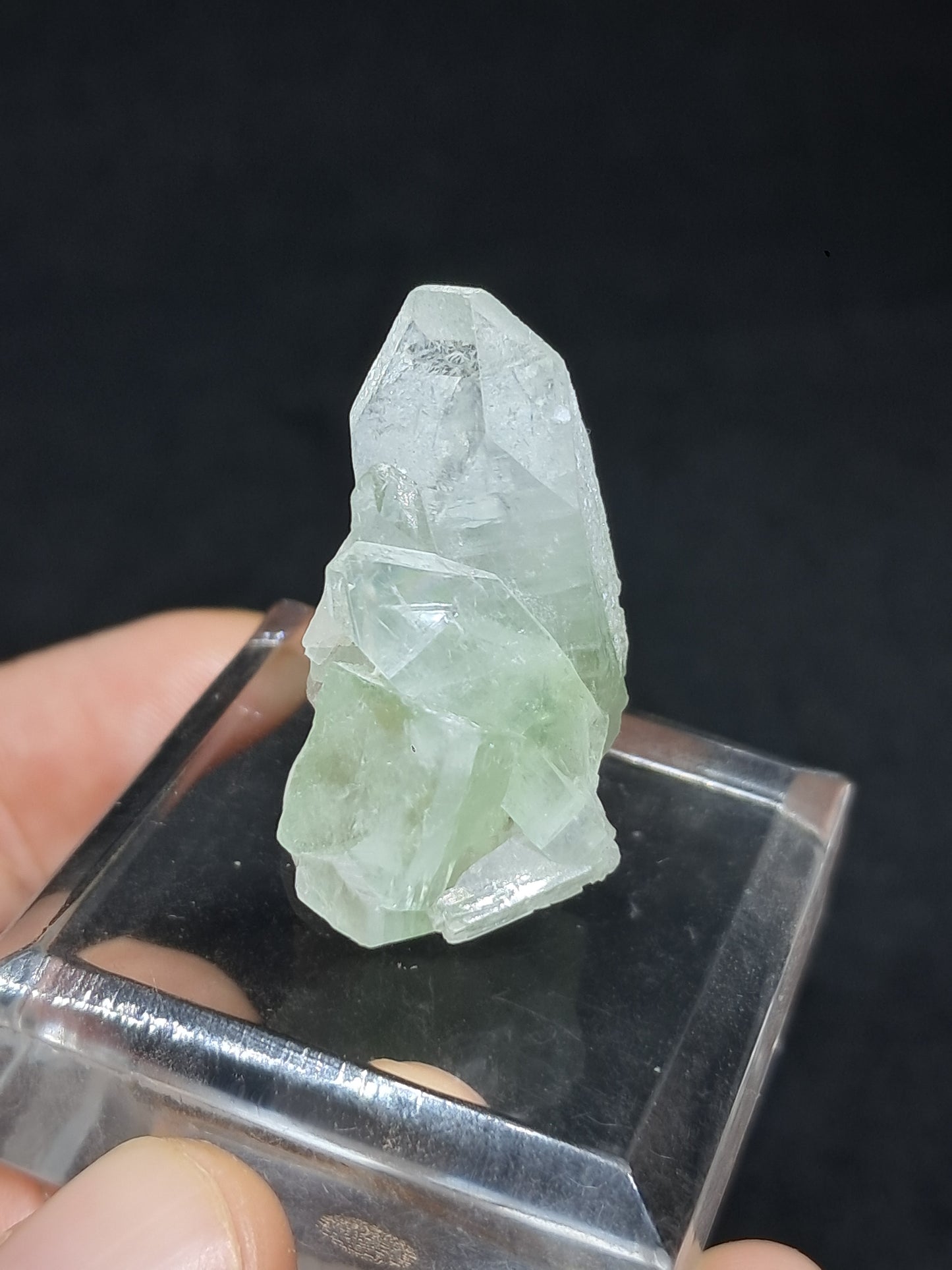 Green Apophyllite Point w/ Okenite and Stilbite (Ajanta) Natural Crystal | Mineral Specimen #AP61