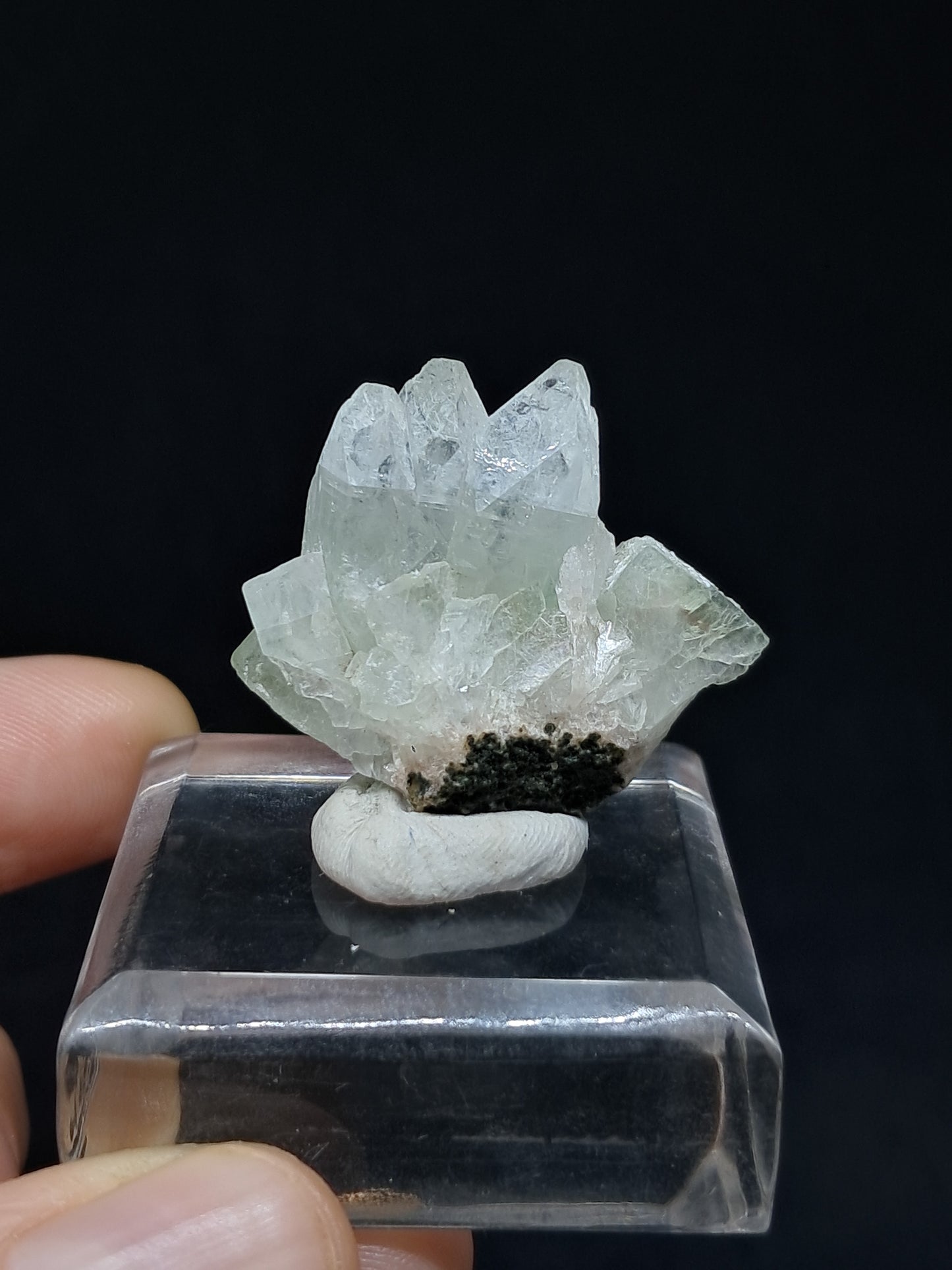 Green Apophyllite Crystal w/ Okenite (Ajanta) Natural Point | Mineral Specimen #AP64