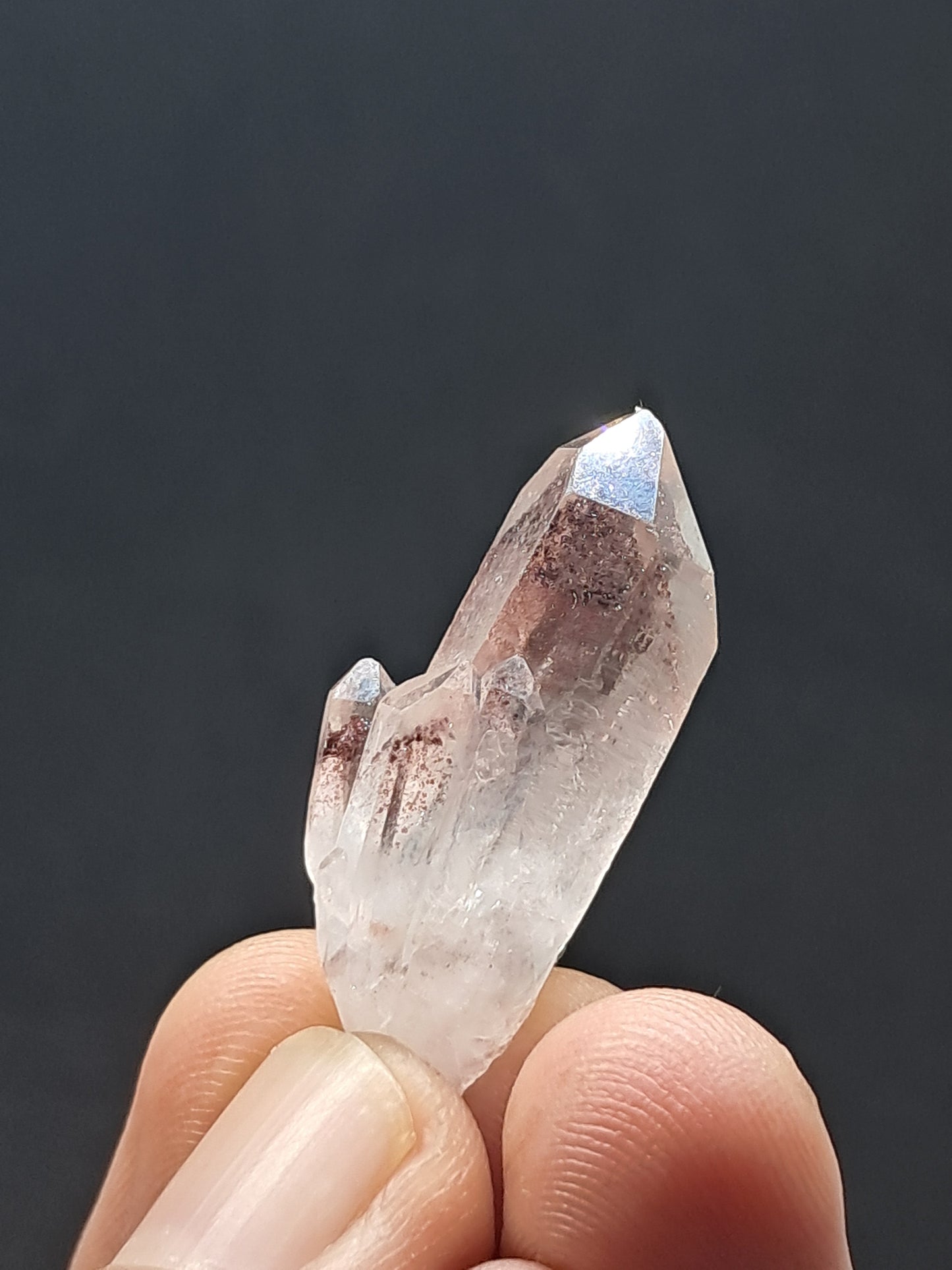 Cuarzo fantasma hematita (Telangana) | Cristal natural | Ejemplar mineral n.° HPQ47