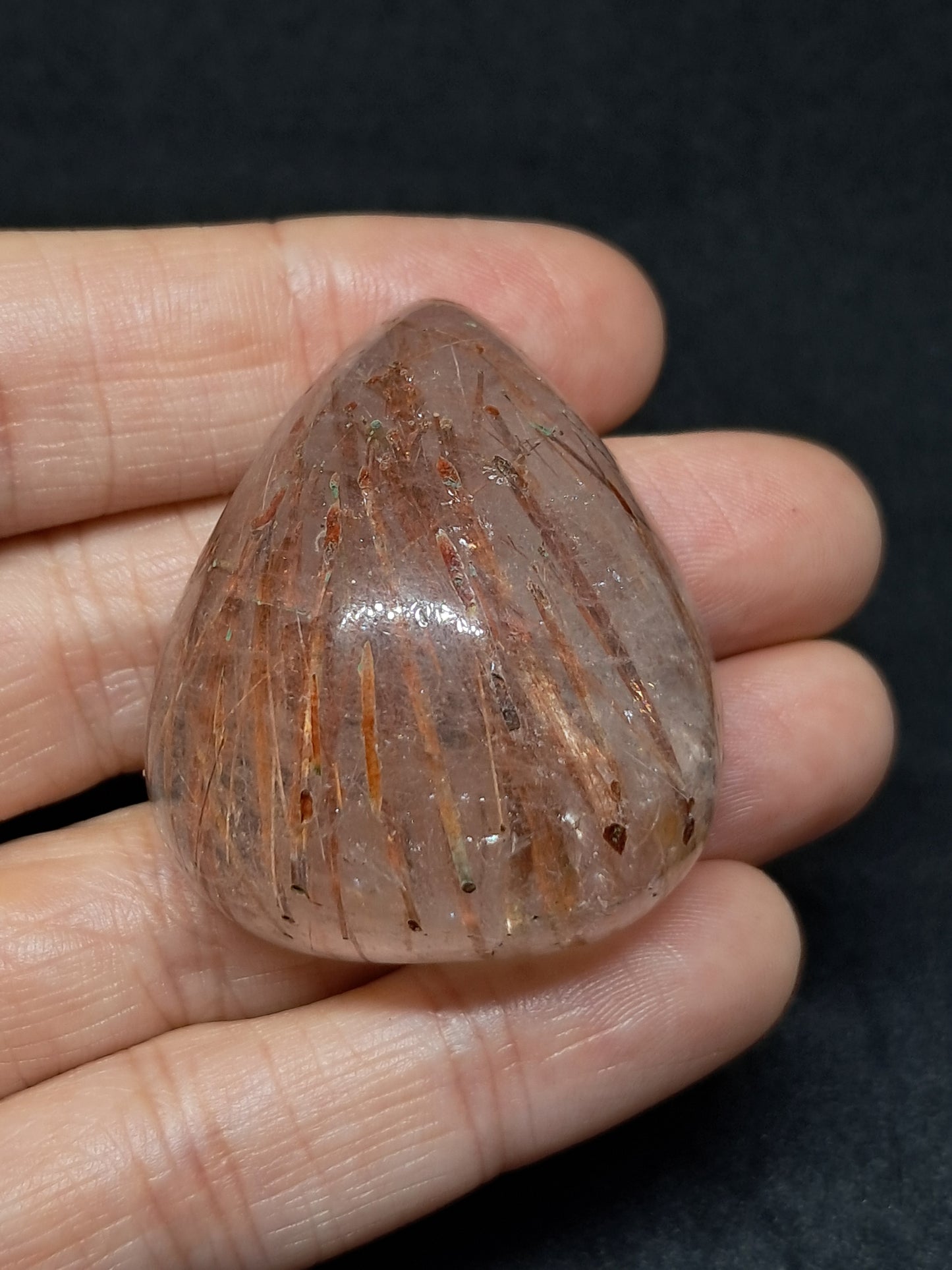 Red Rutile Quartz Cabochon *High Quality* Polished Stone | Copper Rutile | Natural Crystal | Mineral Specimen #PQ7