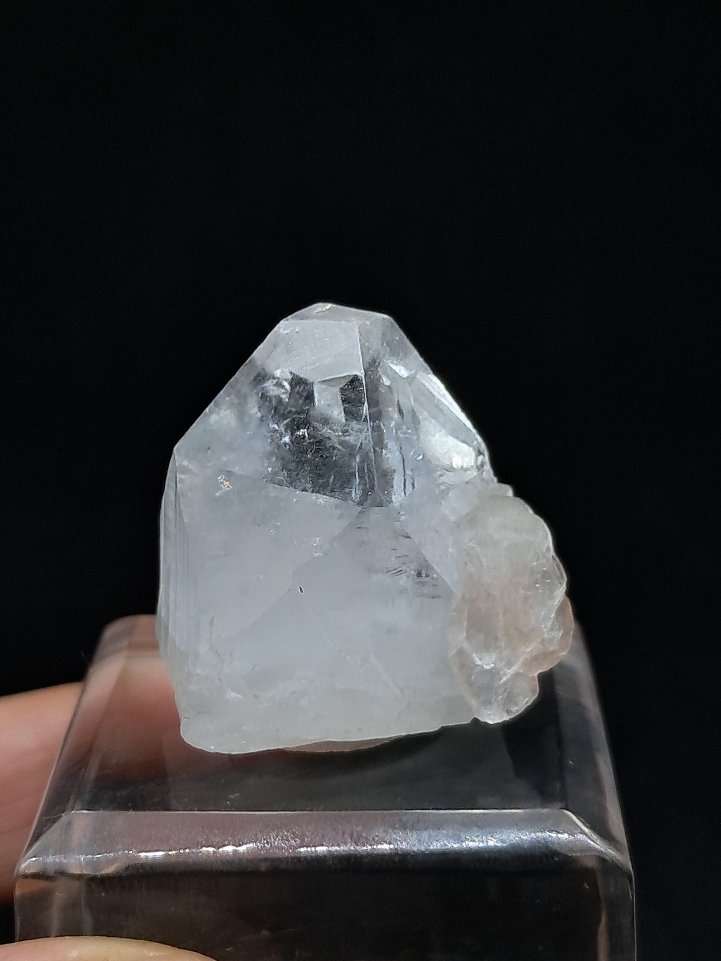 Clear Apophyllite Point w/ Stilbite (Ajanta) Natural Crystal | Mineral Specimen #AP54