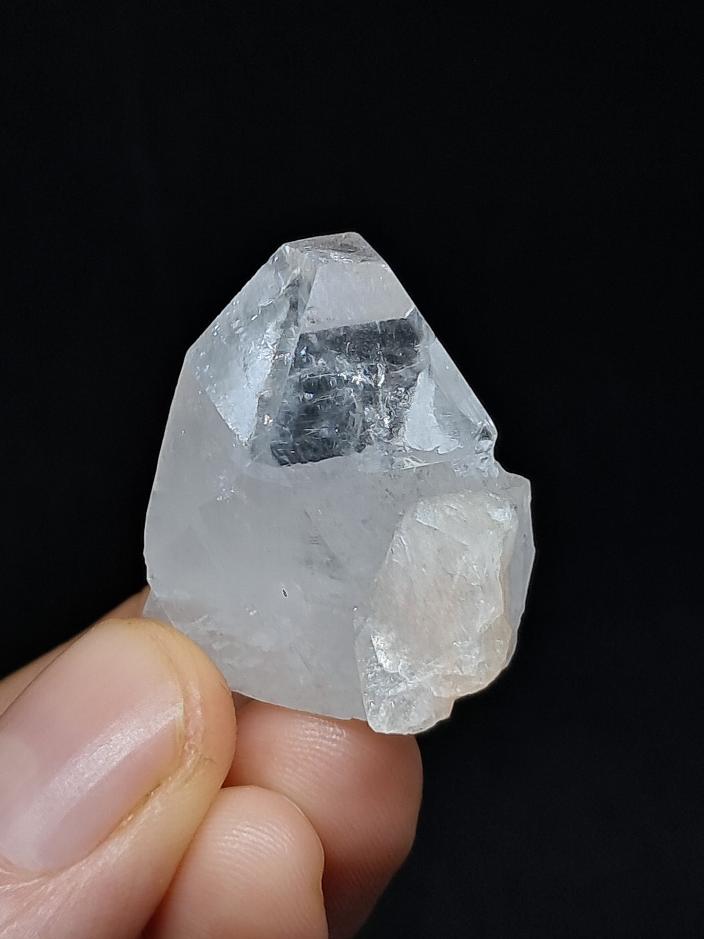 Clear Apophyllite Point w/ Stilbite (Ajanta) Natural Crystal | Mineral Specimen #AP54