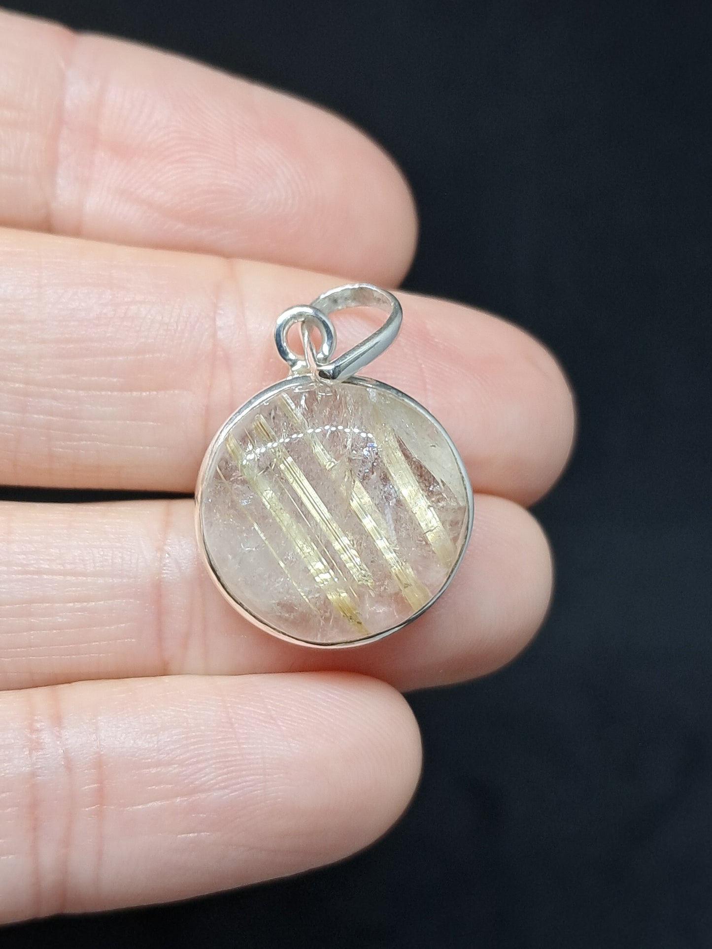 Golden Rutile Quartz Silver Pendant | Jewelry | Necklace
